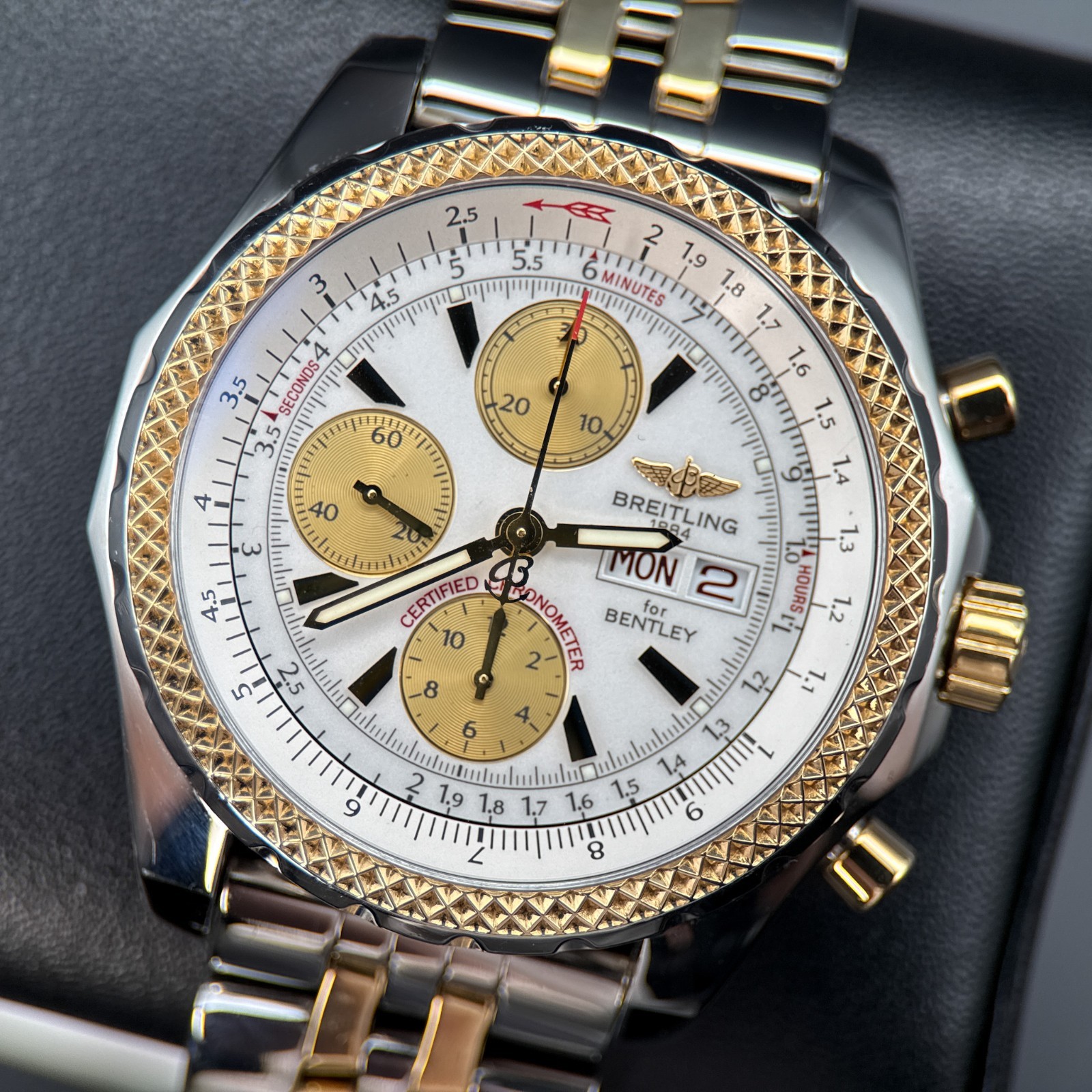 Breitling Bentley GT D13362 White Dial Two-Tone Automatic Chronograph 44mm Watch