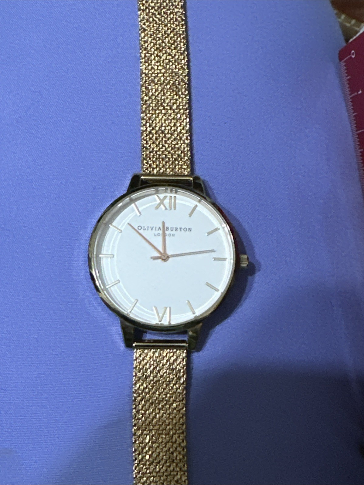 Olivia Burton Watch Plain Easy Read Face Gold Milanese Strap Excellent Condition