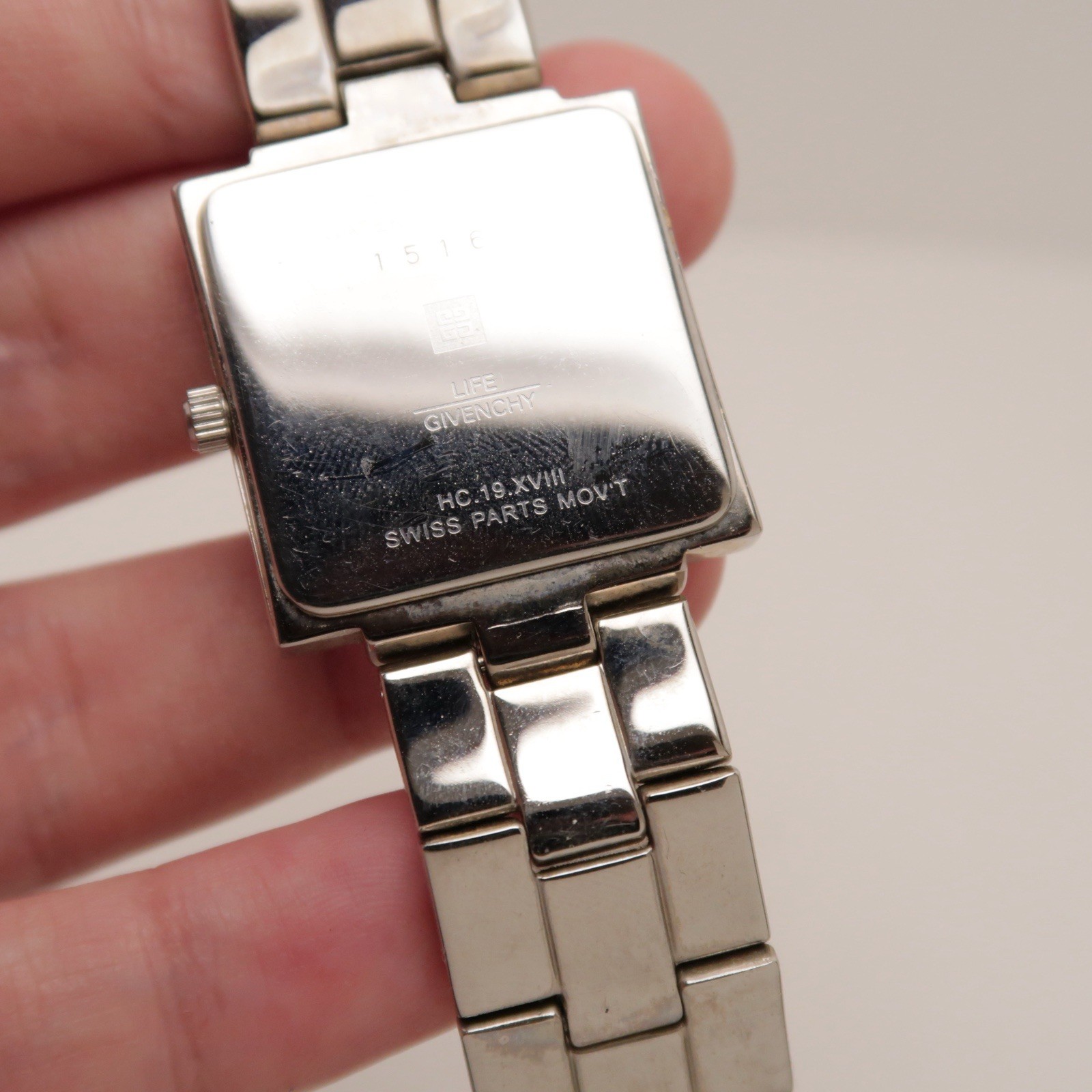 GIVENCHY Square 4G Logo Analog Quartz Women Vintage Watch W419 *WORKING