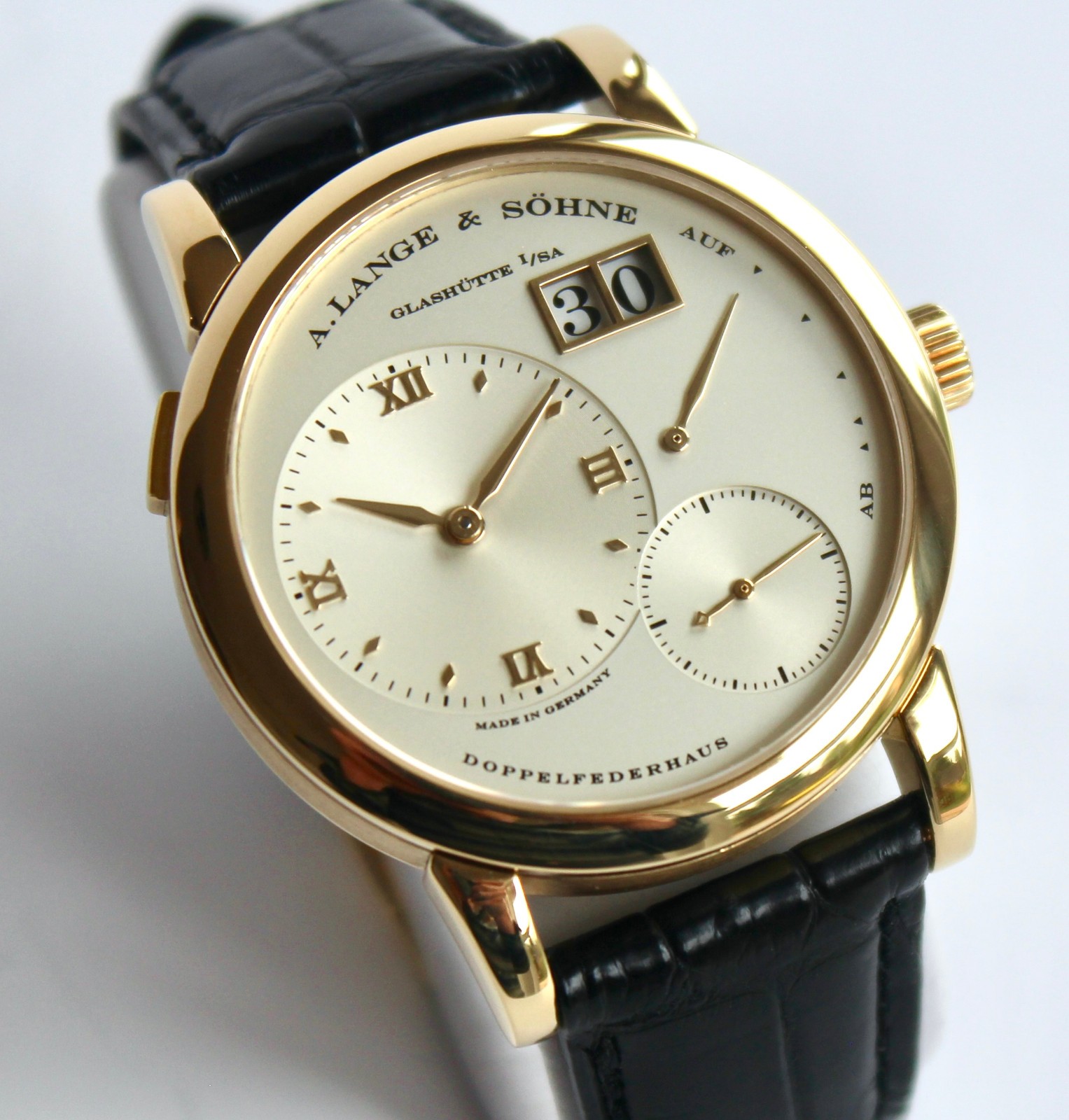A. LANGE & SOHNE WATCH, 101.021 LANGE 1 in 18K GOLD silver dial, RETAIL: $50,00