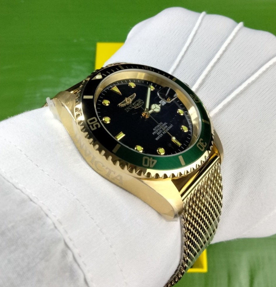 Invicta Pro Diver 47967 Automatic Men’s Watch 47mm Gold Black Dial 200M