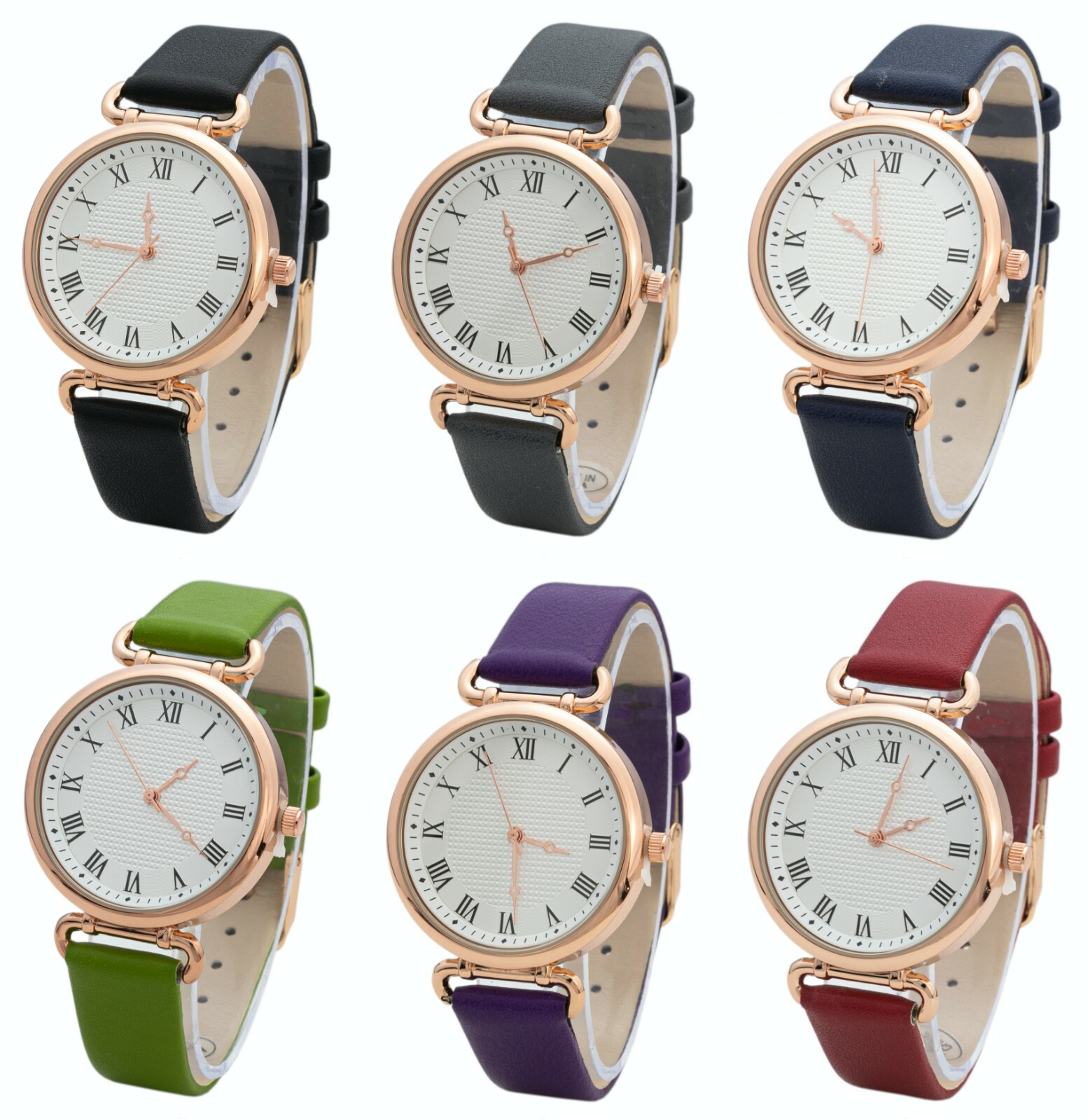 Blekon Collections Women’s 37mm Case Roman Markings Leather Strap Watch