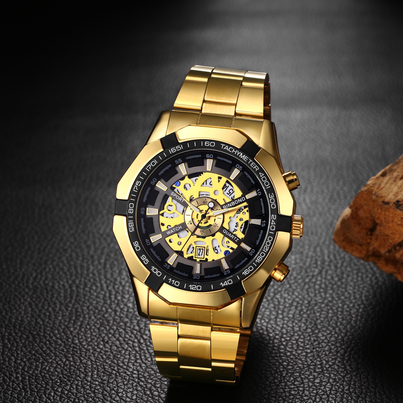 Men’s Waterproof Skeleton Stainless Steel Watch Luxury Quartz Wrist Watch