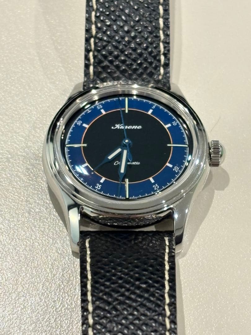 KURONO TOKYO Midnight Automatic 34mm Blue Black Dial Mens Watch C034G Limited