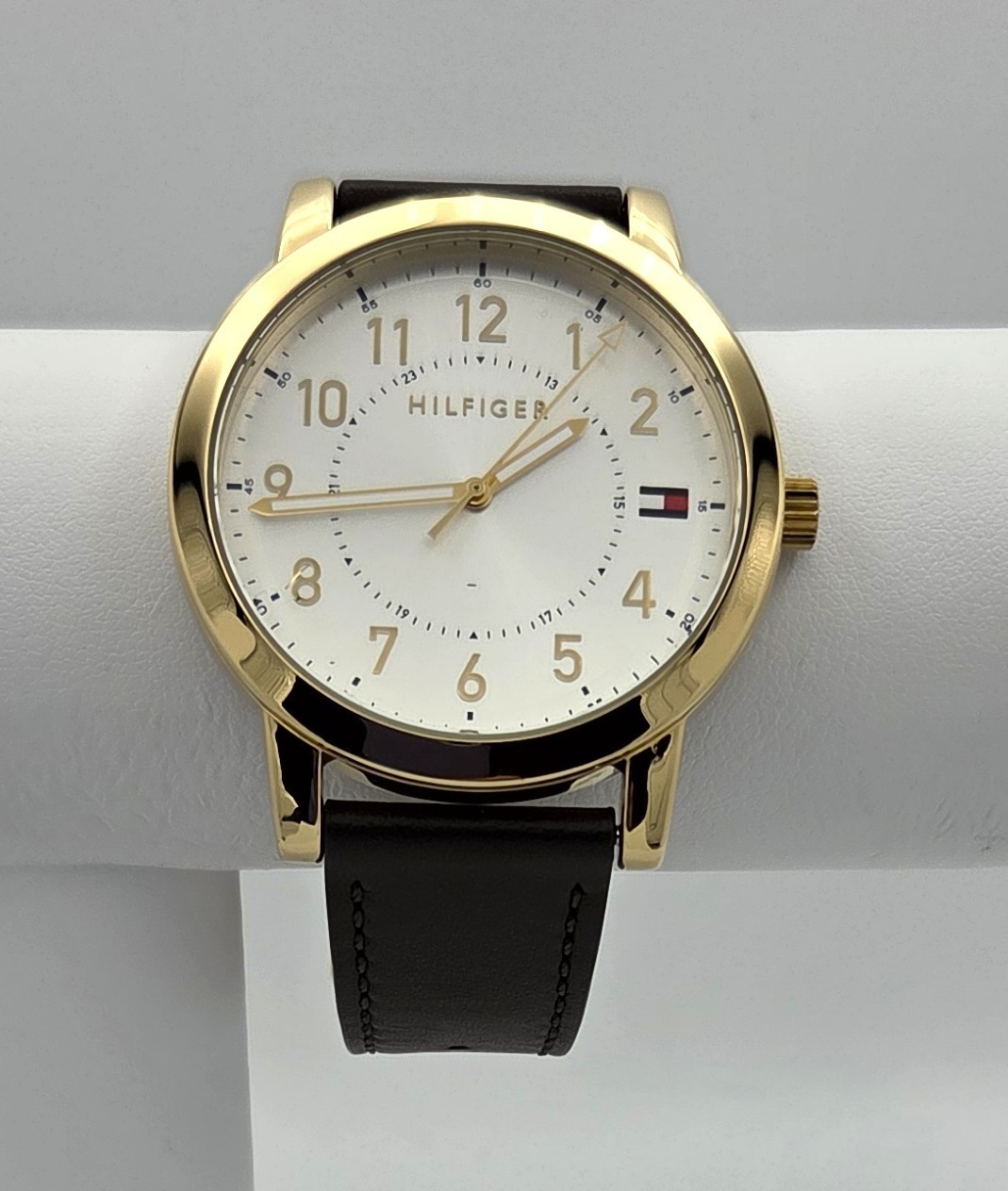 Tommy Hilfiger 1791751 Men’s Gold-Tone Brown Leather Band Watch – Store Display