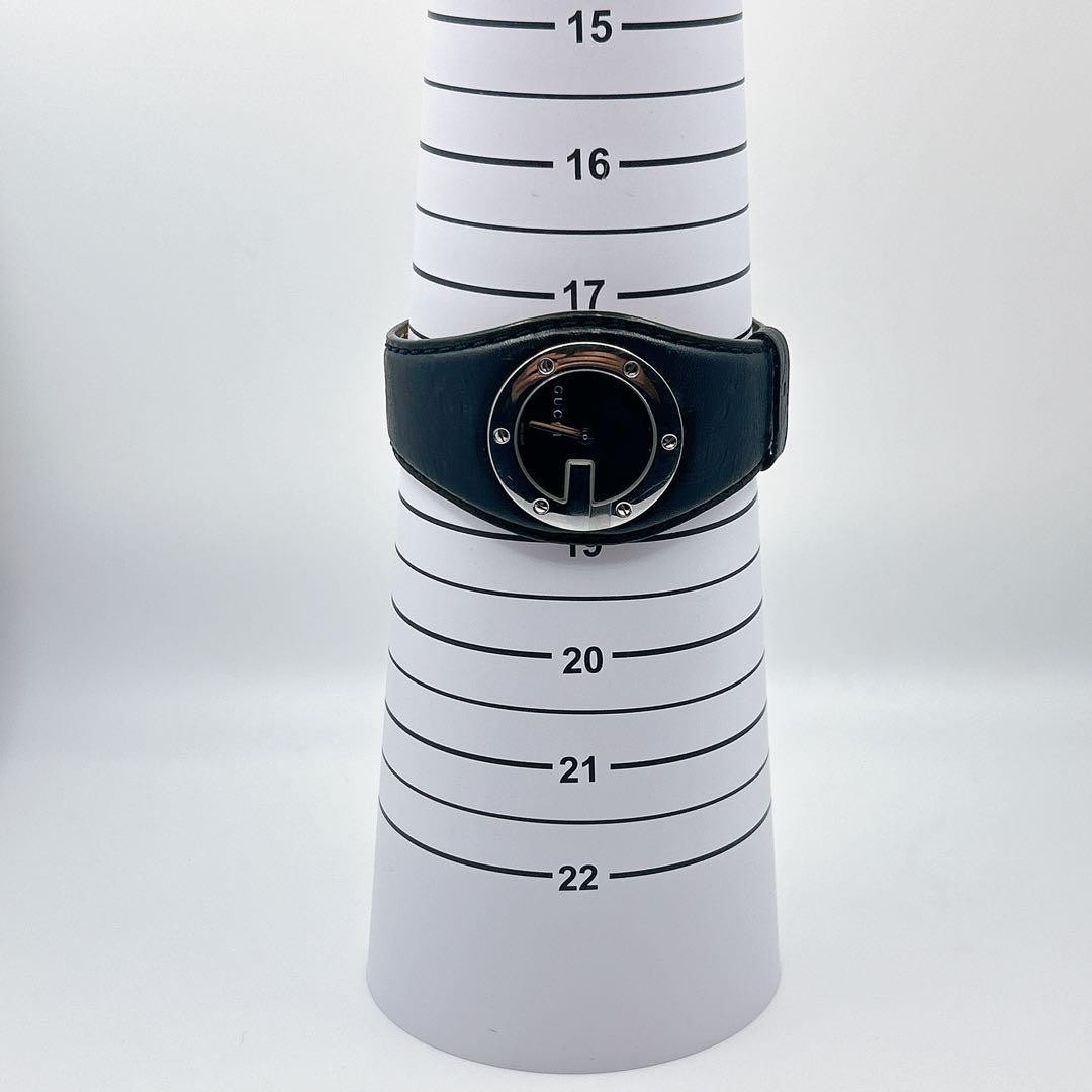 GUCCI 104 G Bangle Watch Stainless Leather Size 6.1-7.1in Black Dial Luxury