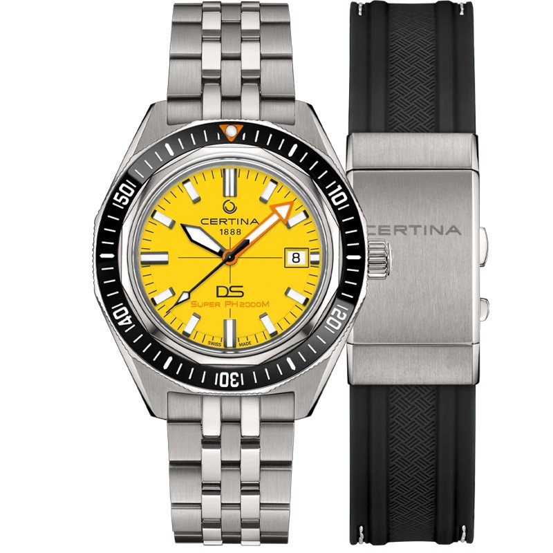 Certina DS Super PH2000M 43mm Yellow Dial Men’s Watch C0506074436102