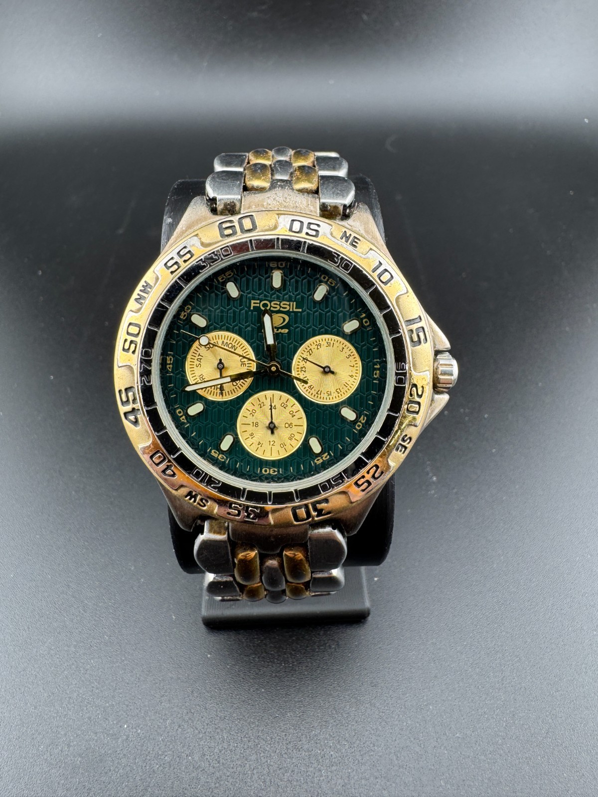 Fossil Blue Chronograph Watch Two Tone Green Face