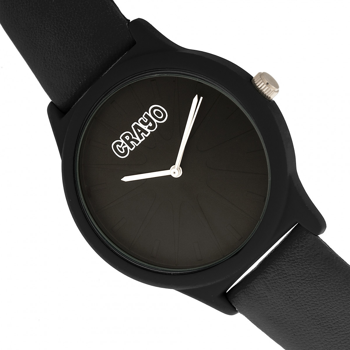 Crayo Splat Black Leatherette Strap Unisex Watch CRACR5302