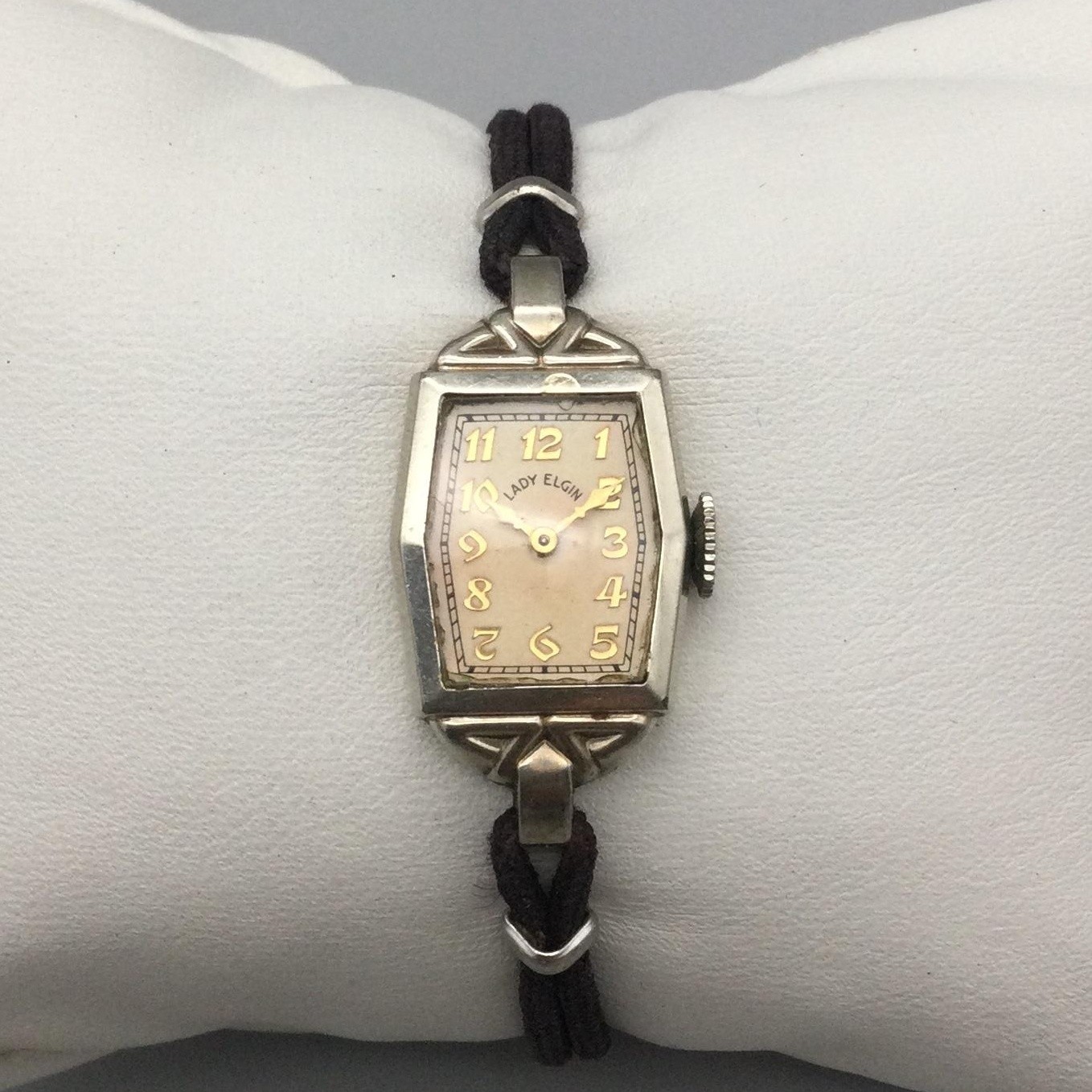 Vintage Lady Elgin Womens Watch 14mm 14K Gold Filled Chord Manual Wind 5.75″