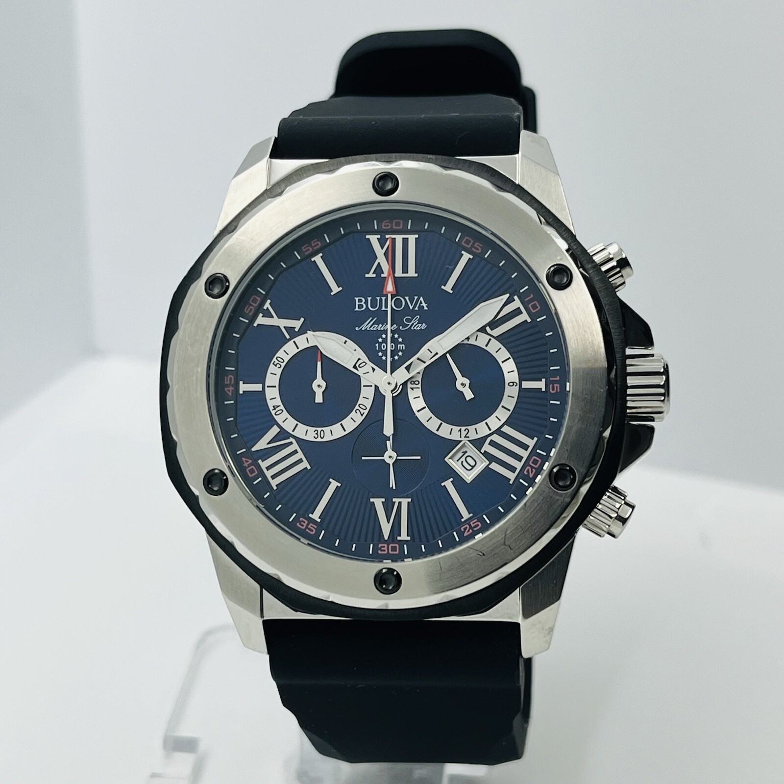 Bulova Marine Star Chronograph Men’s Blue Dial 44mm Stainless Steel Watch 98B258