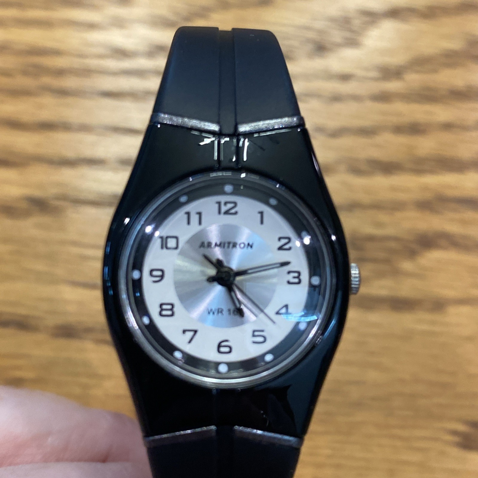 Armitron All Sport Women’s WR 165 25/6419 Silver Black Acrylic Watch