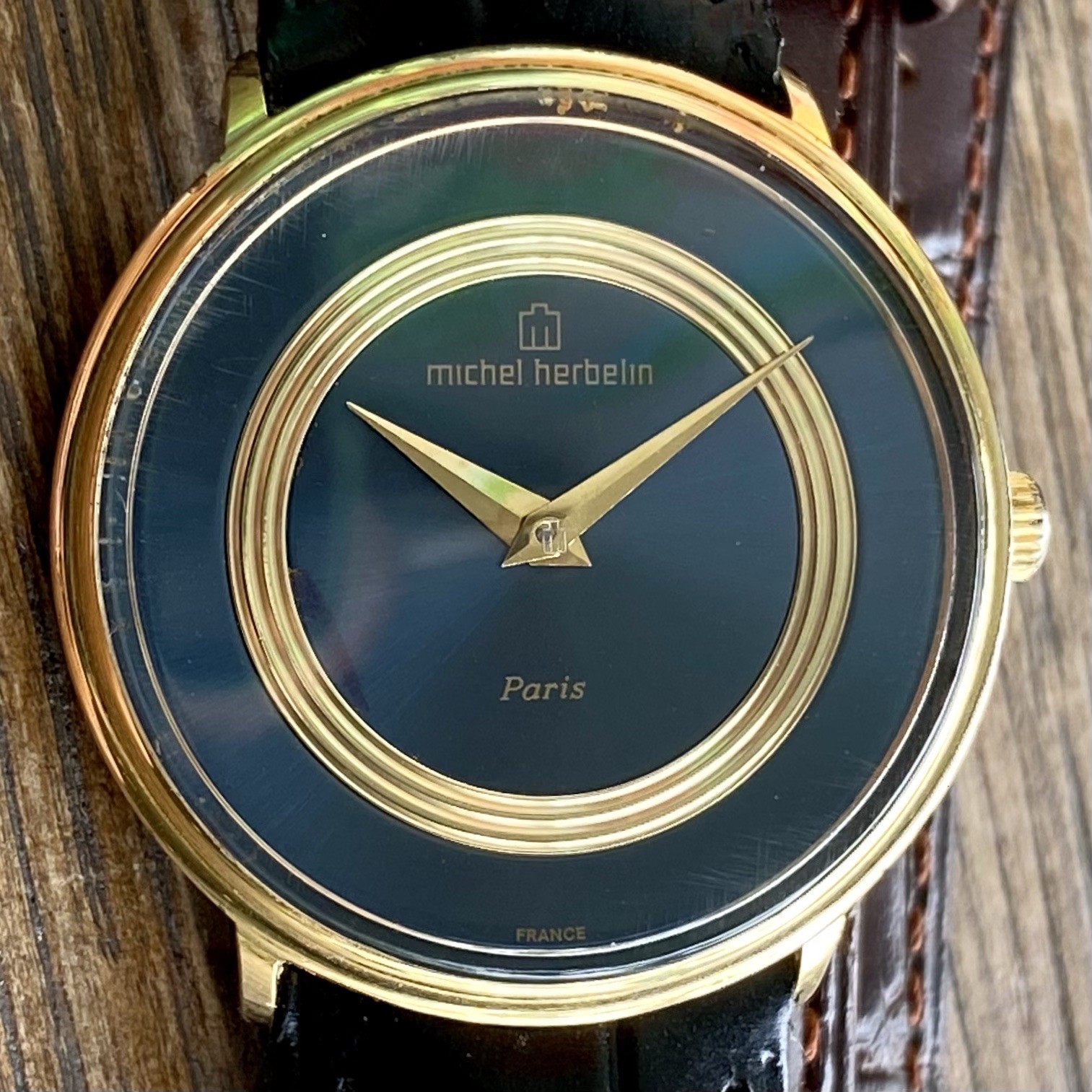 Ultra-Rare Gold Plated Blue Michel Herbelin 2606 – Serviced Vintage 1970s France