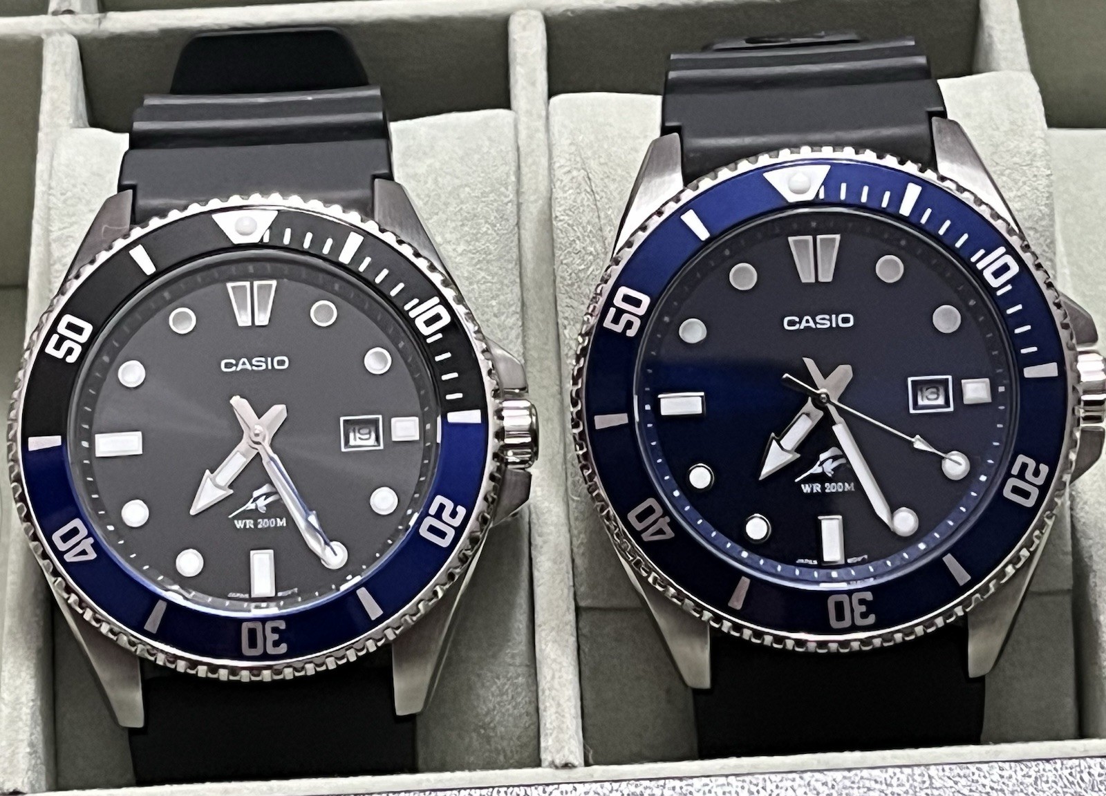 Casio Duro Quartz Diver 200m Date Black/Blue Dial Bezel Black Resin 44mm