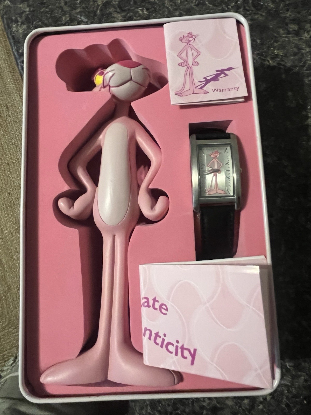 FOSSIL Pink Panther 1998 Watch & Figurine # 1440 of 5000 Box Limited Edition Tin