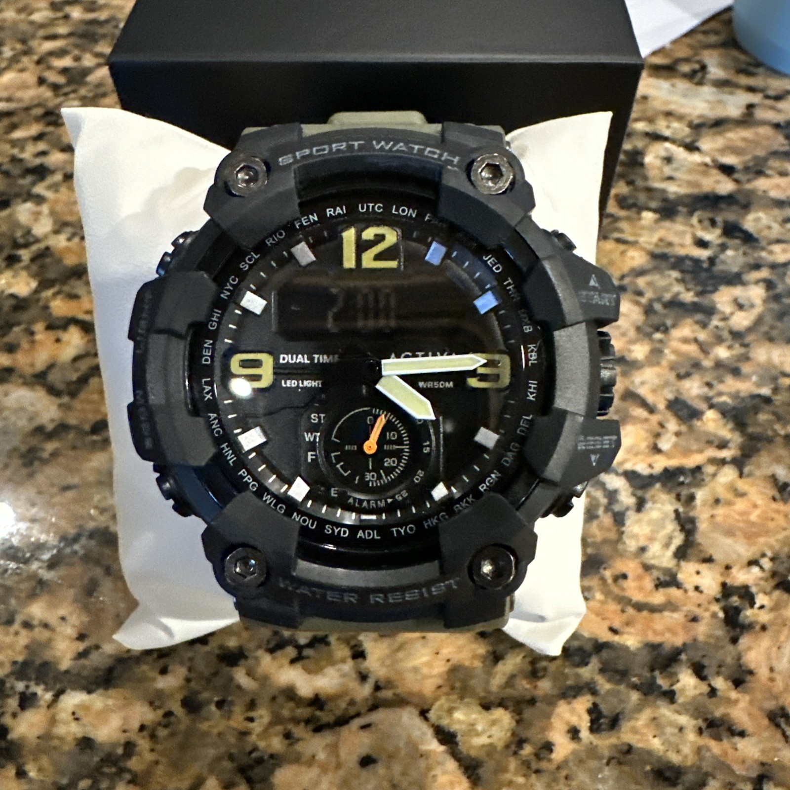ACTIVA X BLACKOPS CHRONOTREK Men’s 56mm Digital Watch Army Green ACW1637-002 NEW
