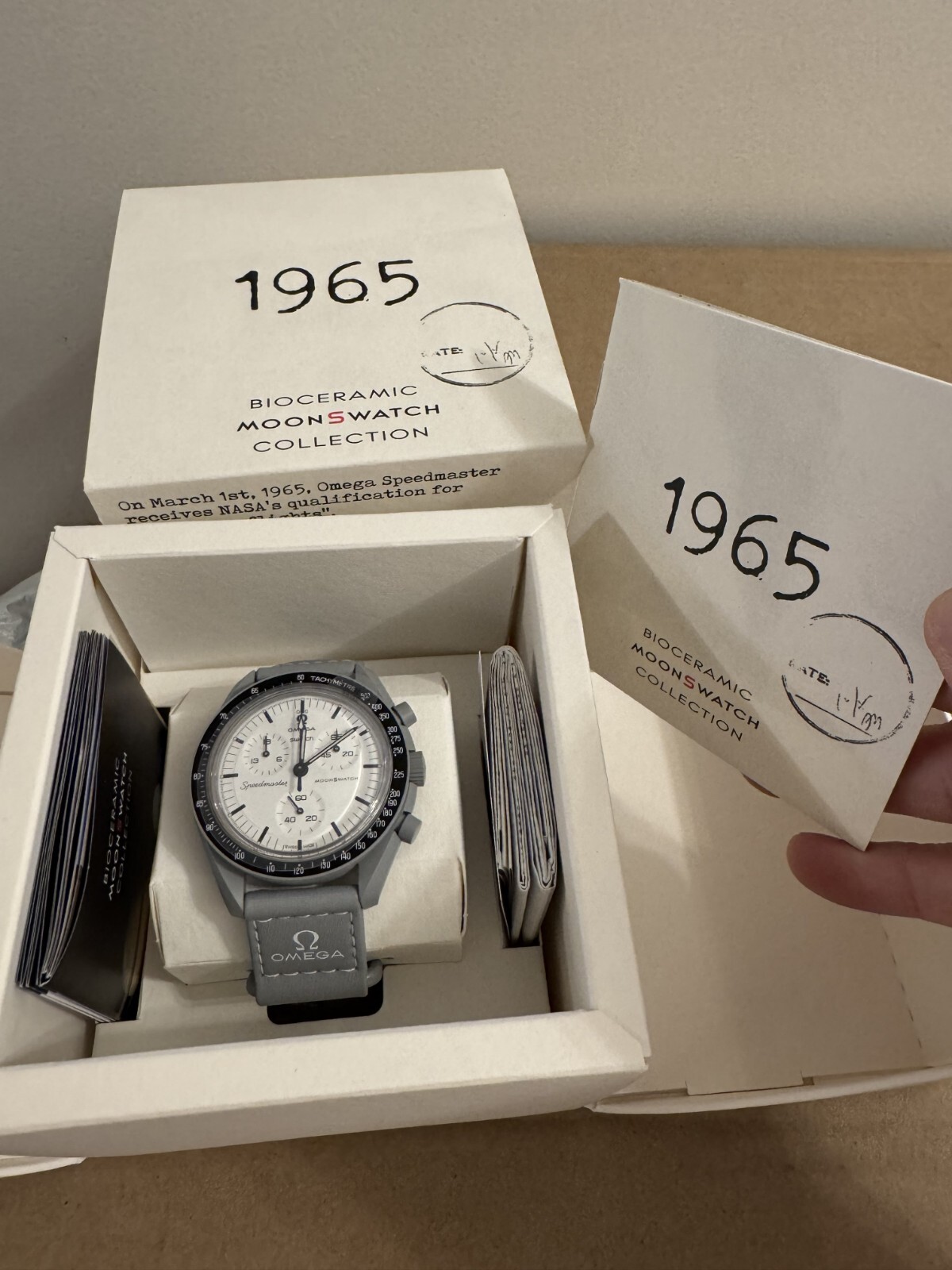 Swatch x OMEGA BIOCERAMIC MoonSwatch 1965 Gray White SO33M106 NEW Authentic