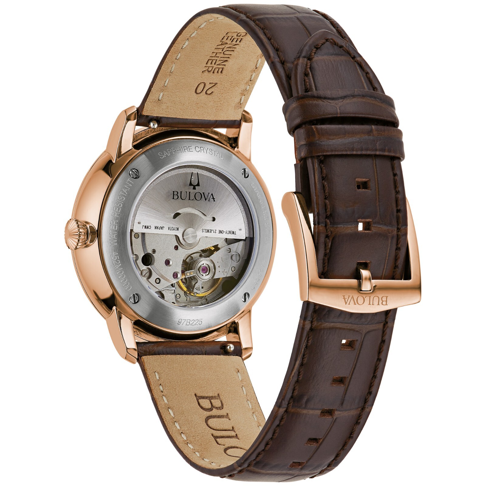 Bulova Men’s Classic Hudson Automatic Calendar Brown Leather Watch 39 MM 97B225