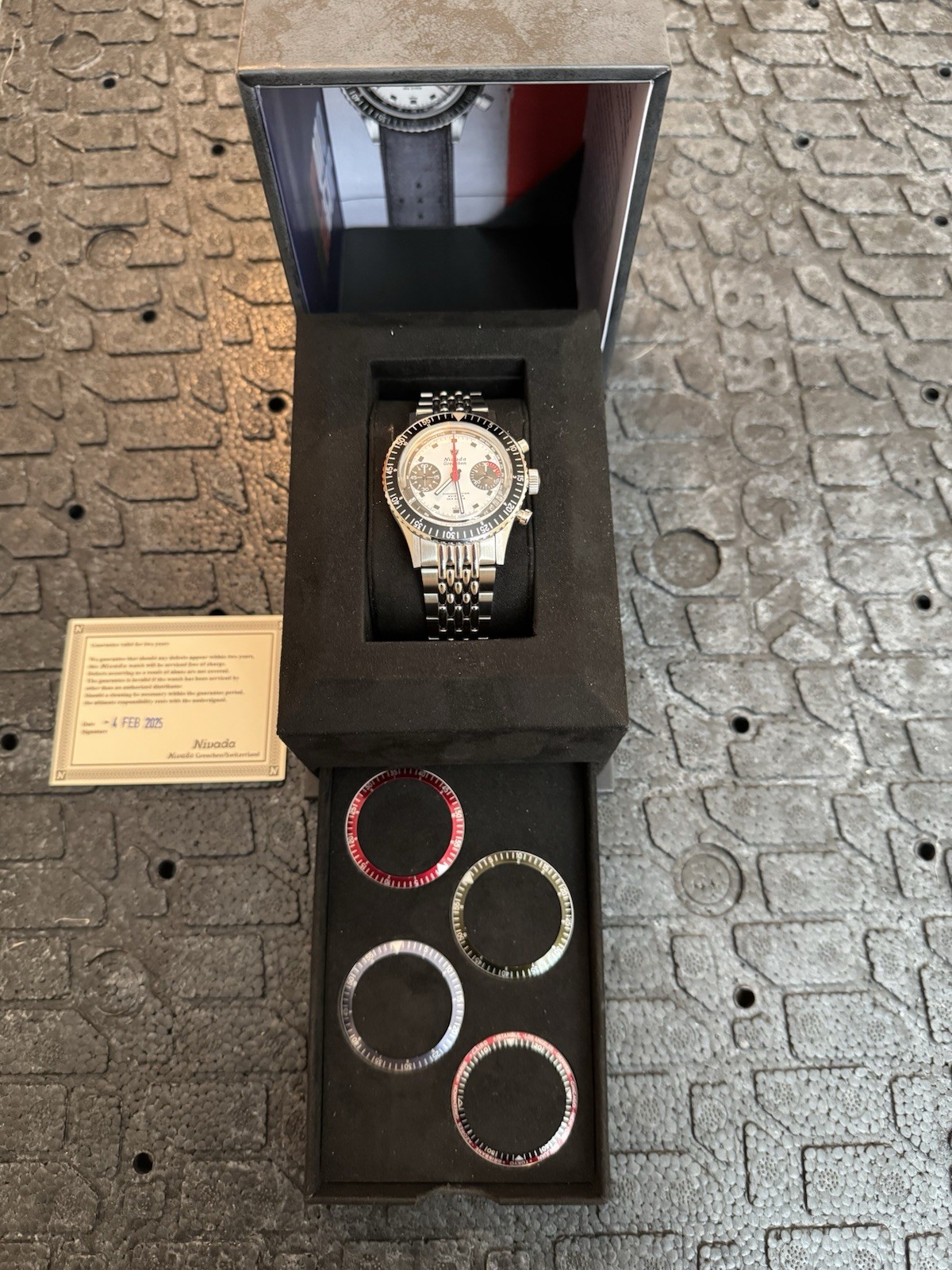Nivada Grenchen CHRONOMASTER PANDA – 38MM Interchangeable Bezel – Beads Of Rice