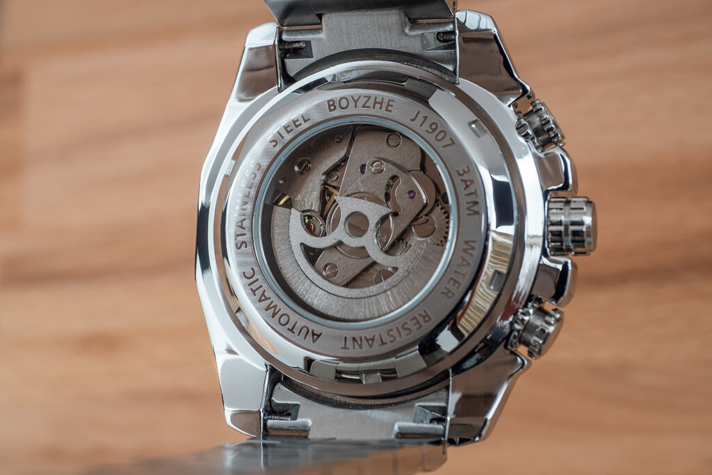 Mens Silver Army Automatic Mechanical Watch Luminous White Dial Stainless Steel
