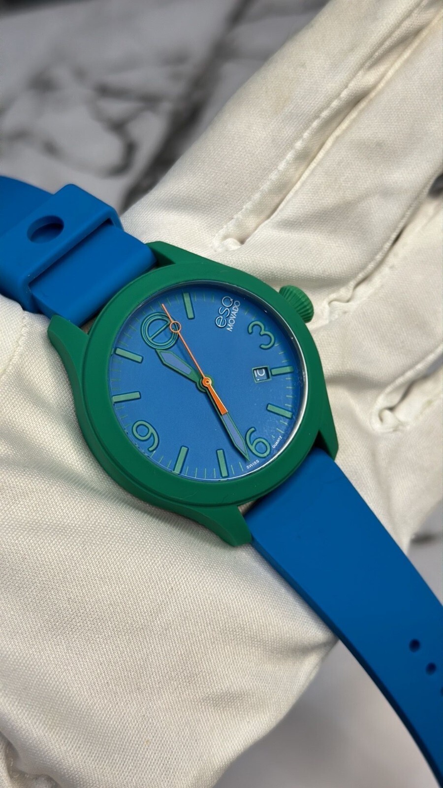 ESQ Movado 07301465 Silicone and Dial Blue Green Case Watch
