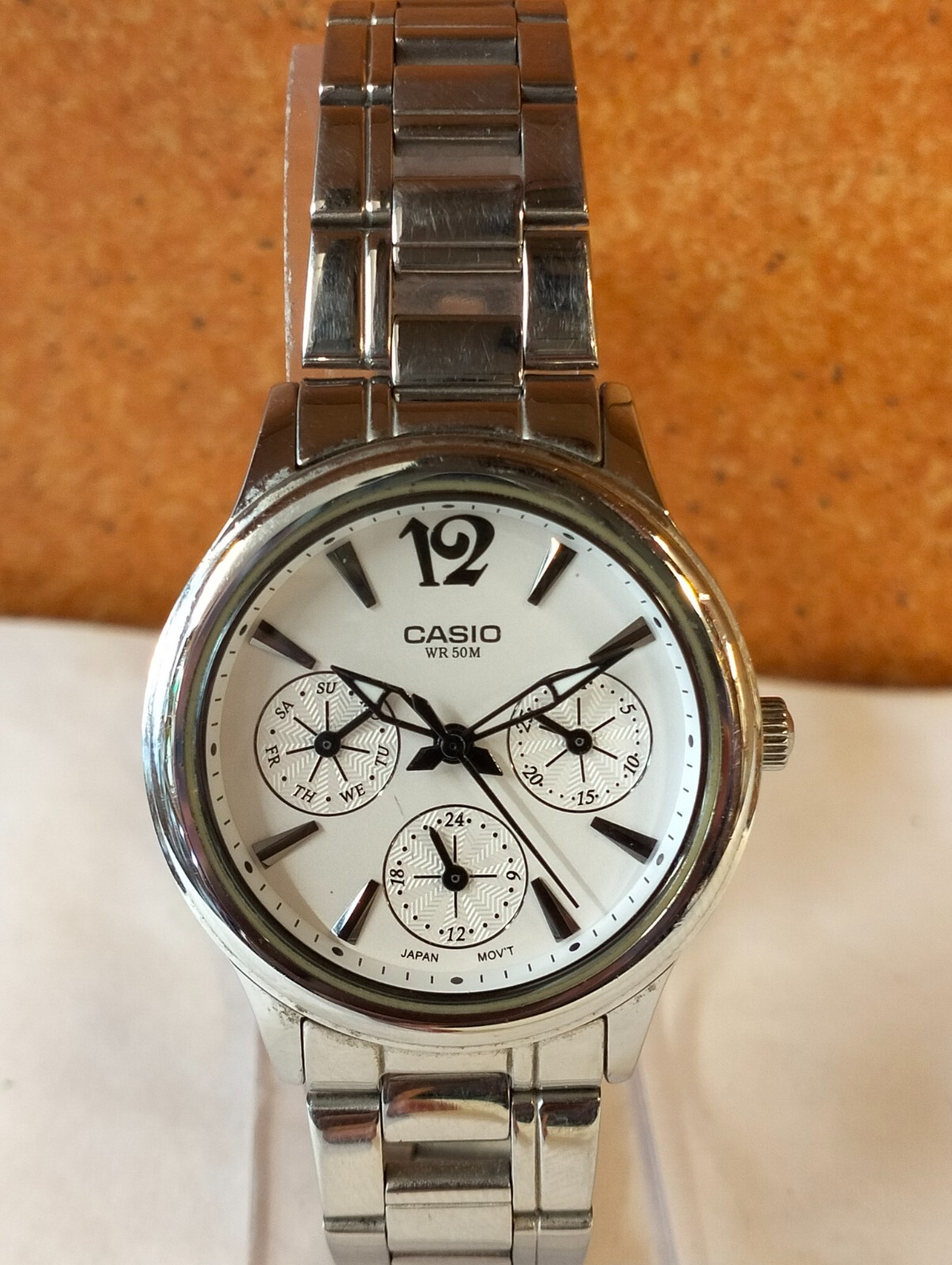 MULTIFUNCTION QUARTZ WHITE DIAL LTP-2085 JAPAN WOMEN’S FULL WORK ALL ORG.