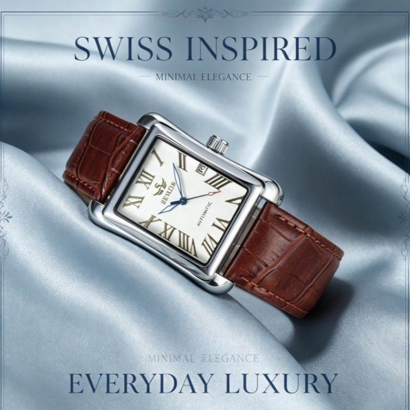 Luxury Men Mechanical Automatic square Watch Wristwatch fashion Business Gifts