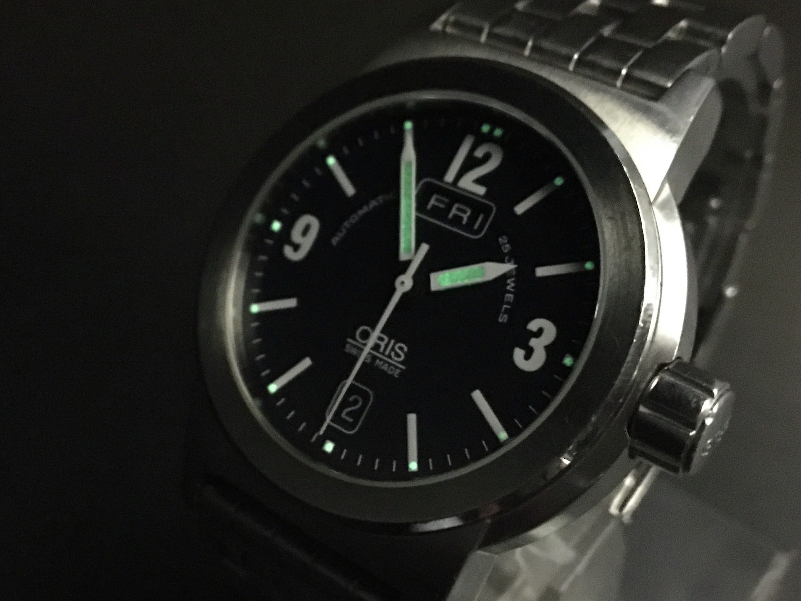 Vintage ORIS Big Crown 7500 Automatic Black Day/Date Boys Watch 40mm JAPAN