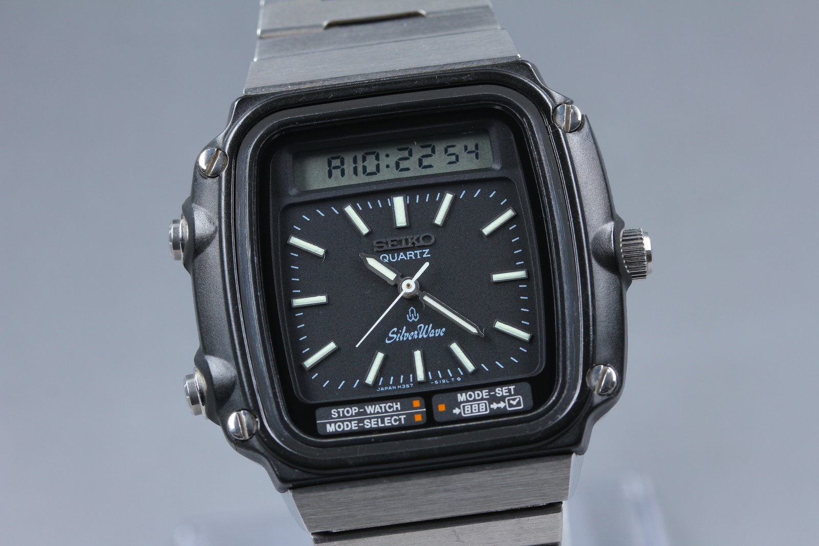[N MINT] Seiko SilverWave H357-5110 Silver Ana-Digi Qz James Bond Men’s Watch