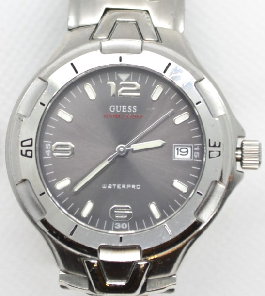 GUESS G65220G Waterpro Silver Tone Men’s Wristwatch Stainless Steel Bracelet