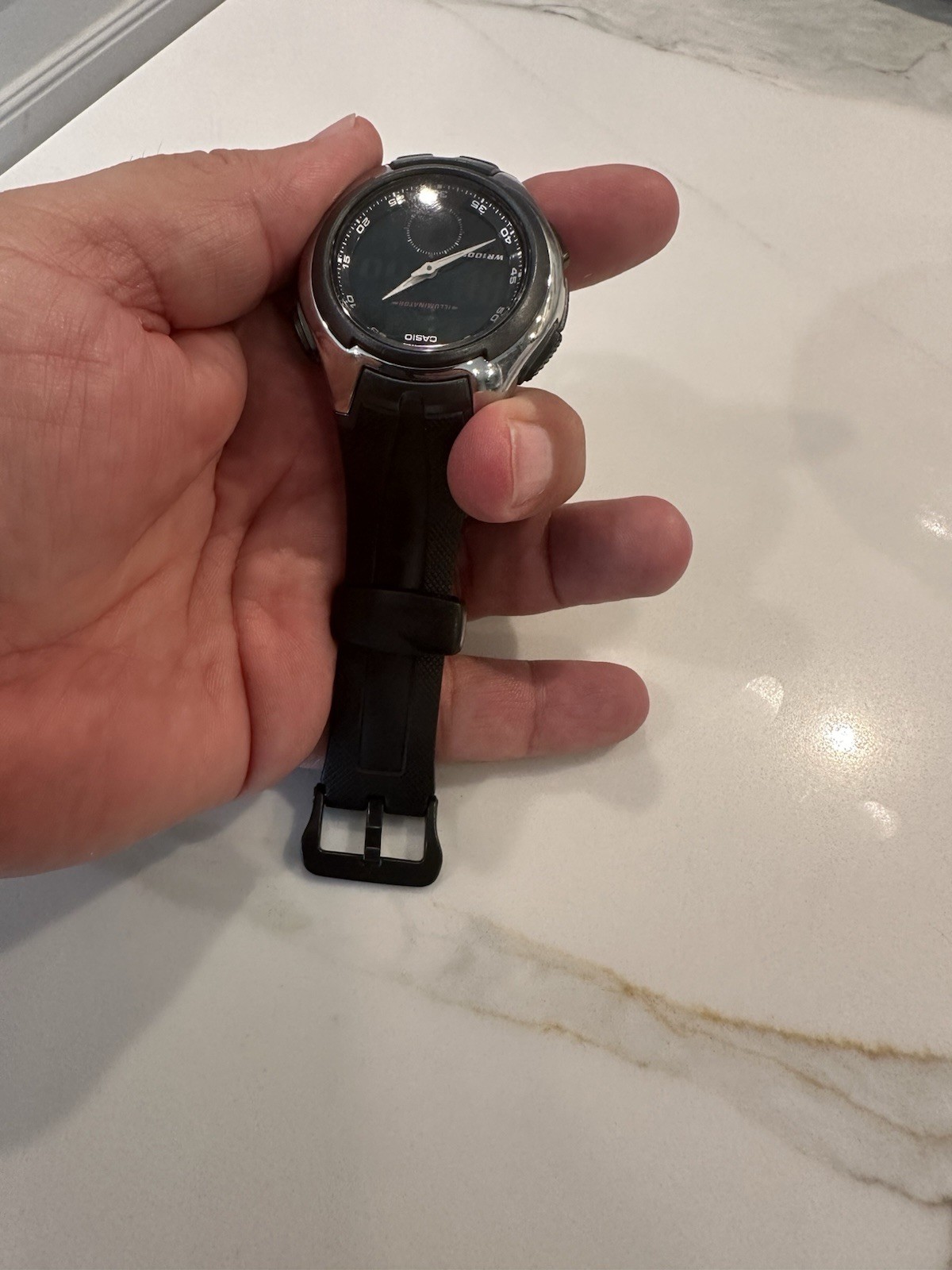Previously Owned Casio World Time Countdown Timer Mens Watch AQ-160