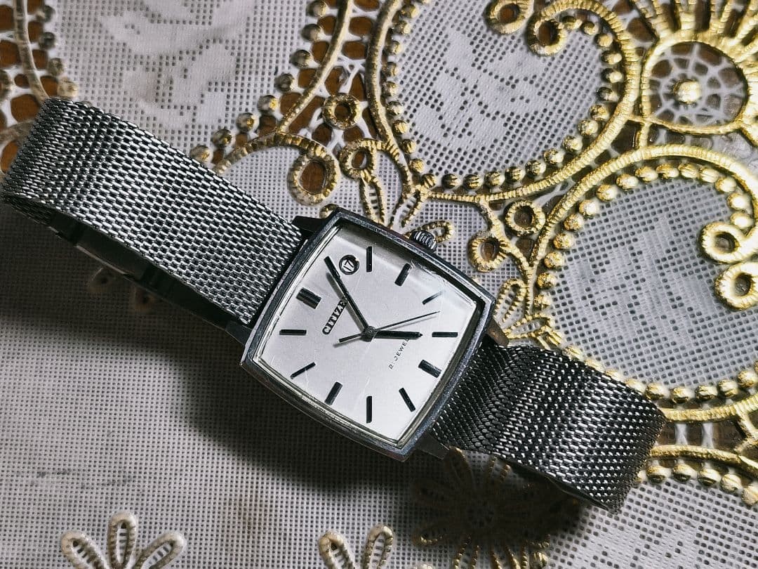 Citizen 1970s Square Silver Automatic 21 Jewels Watch