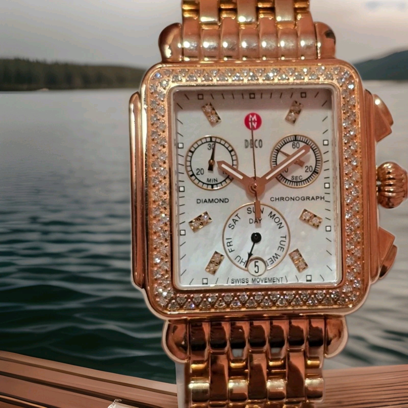 Deco Michele Watch Rose Gold With Diamonds MW06P01B4046