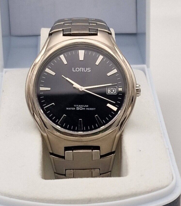 Lorus by Seiko mens watch, black dial all titanium watch with original box