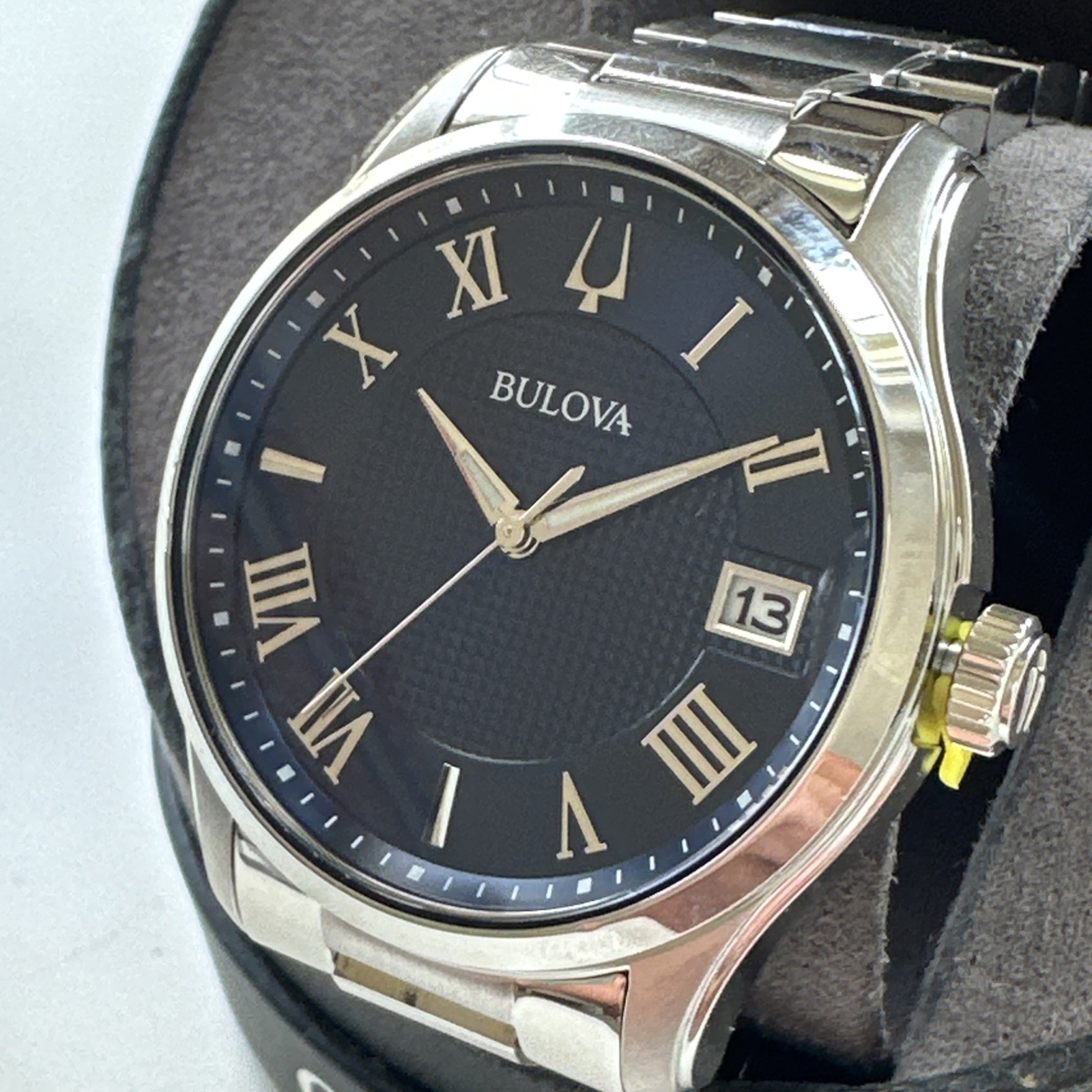Bulova Wilton Men’s Quartz Silver-Tone Blue Dial Watch 41MM 96B386
