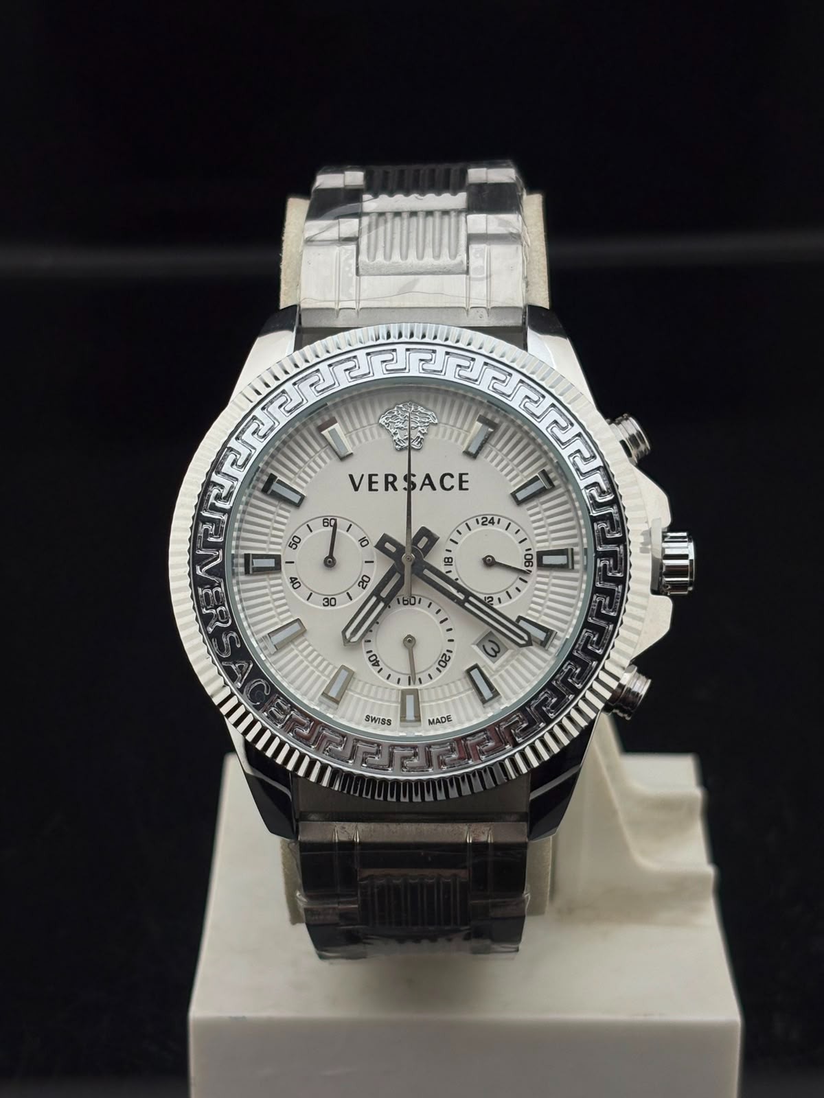 Vintage Refurbished Versace Silver Dial Wrist Watch Fully Working Condition