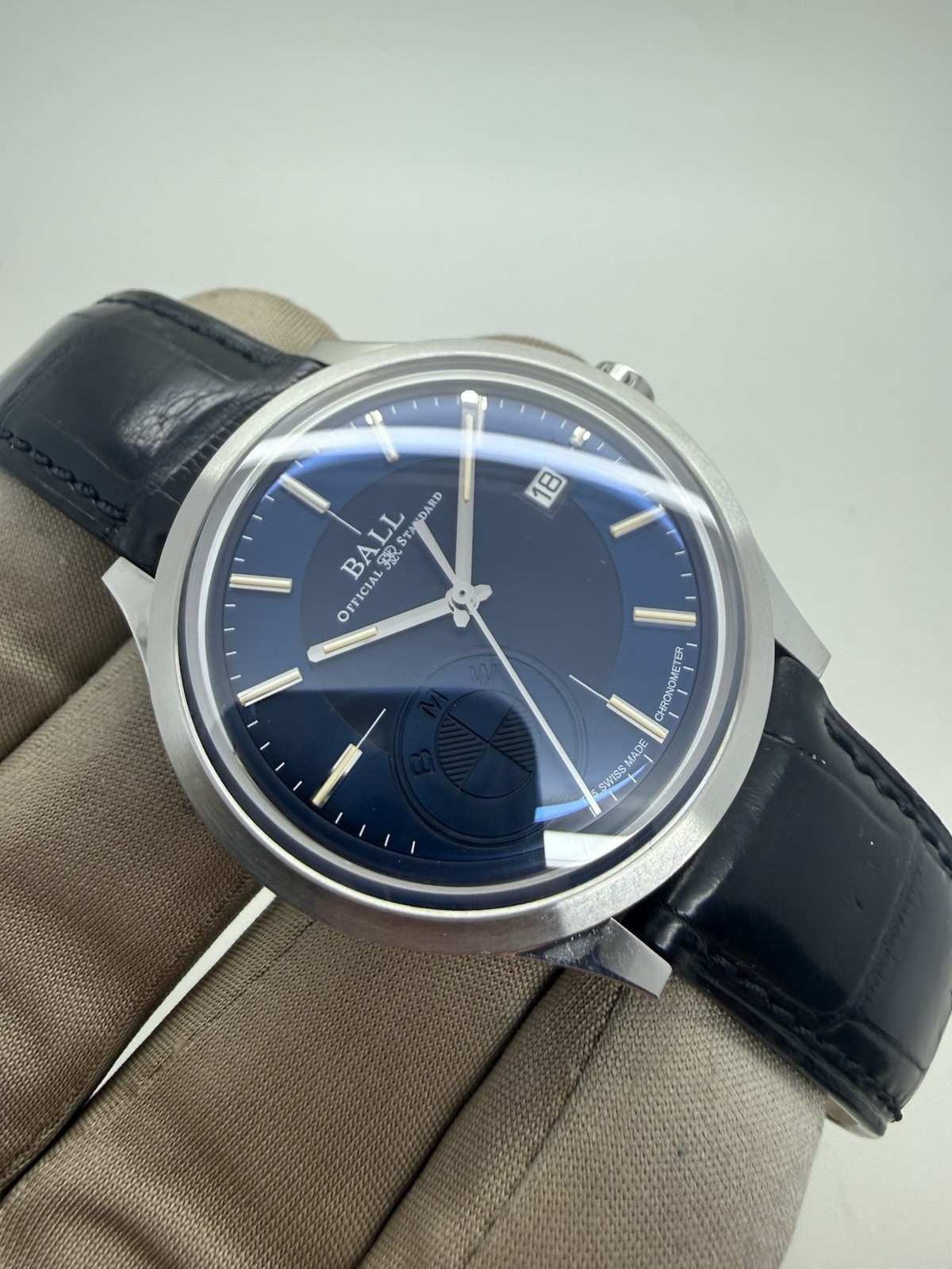 Ball BMW Edition Blue Dial Automatic Steel 40mm Leather Strap Watch NM3010D