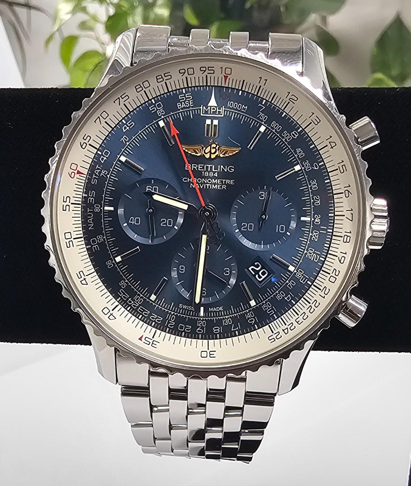 Breitling Navitimer B01 AB0127 46mm Steel Chronograph Blue Dial 2017