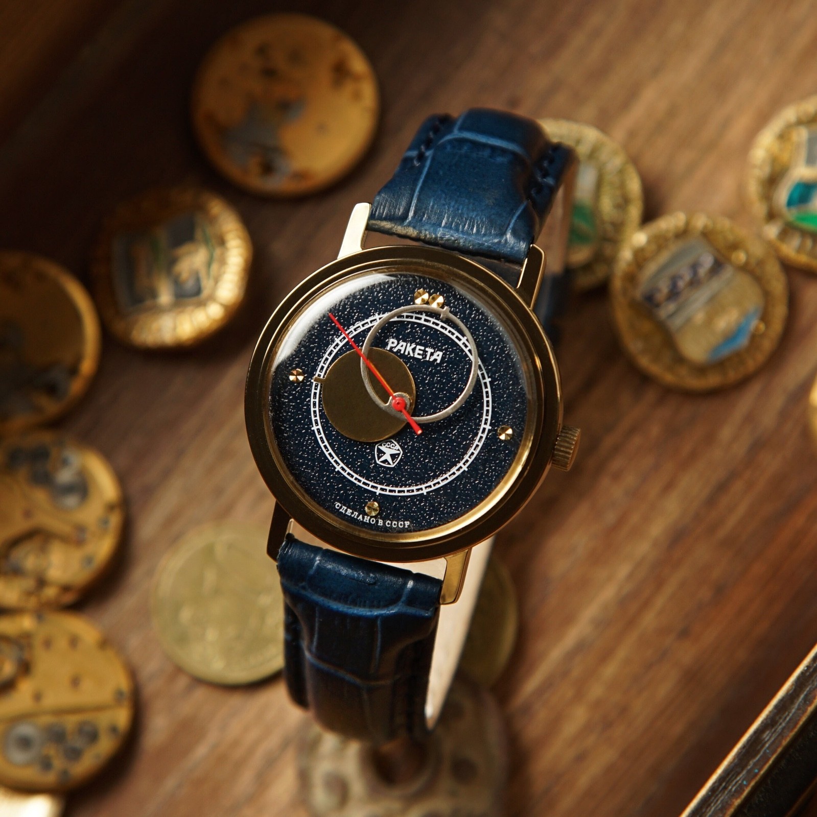 Raketa Copernicus 1980s Blue DIAL – Vintage 1980s Soviet Watch USSR – UNWORN