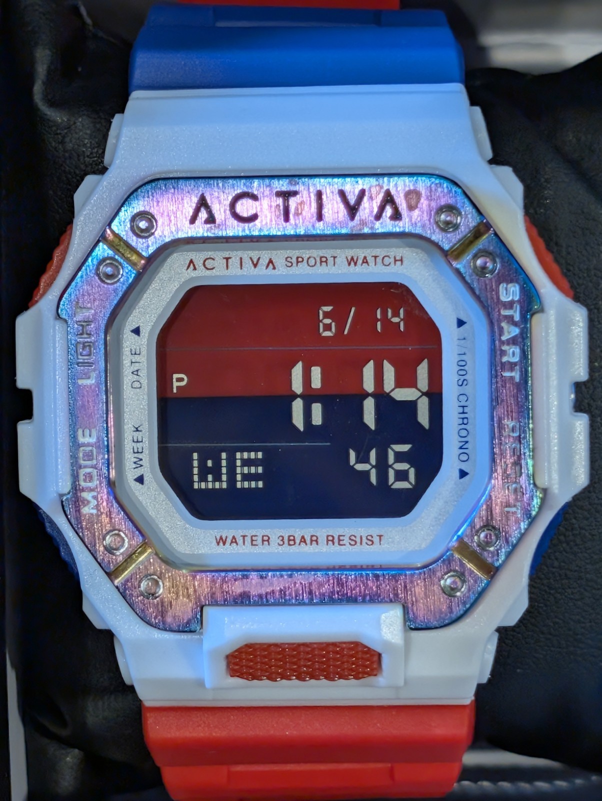 New Red White and Blue Activa Digital Watch