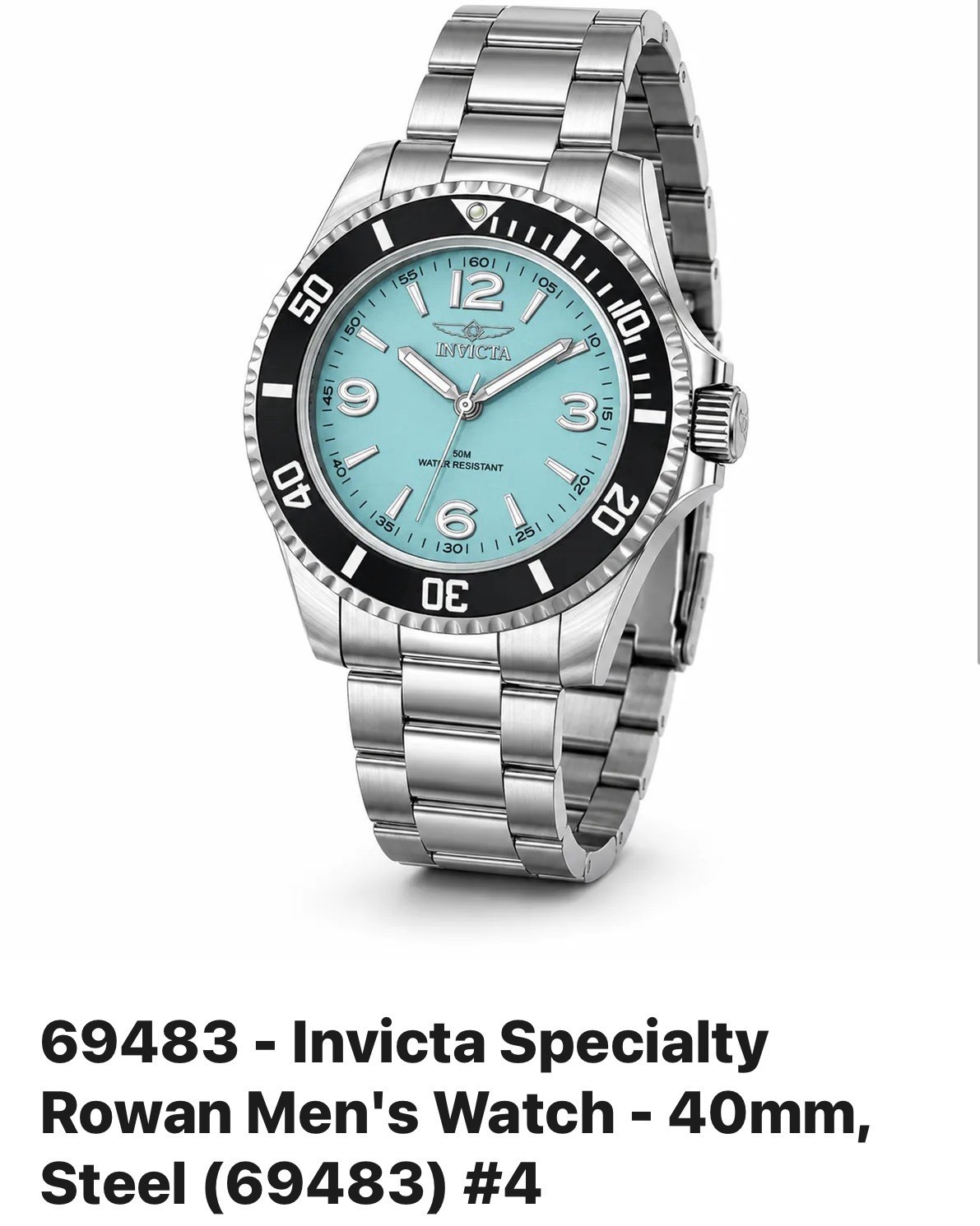 Invicta Specialty Rowan 69483 Mens Watch 40mm Aqua Blue Stainless Steel New