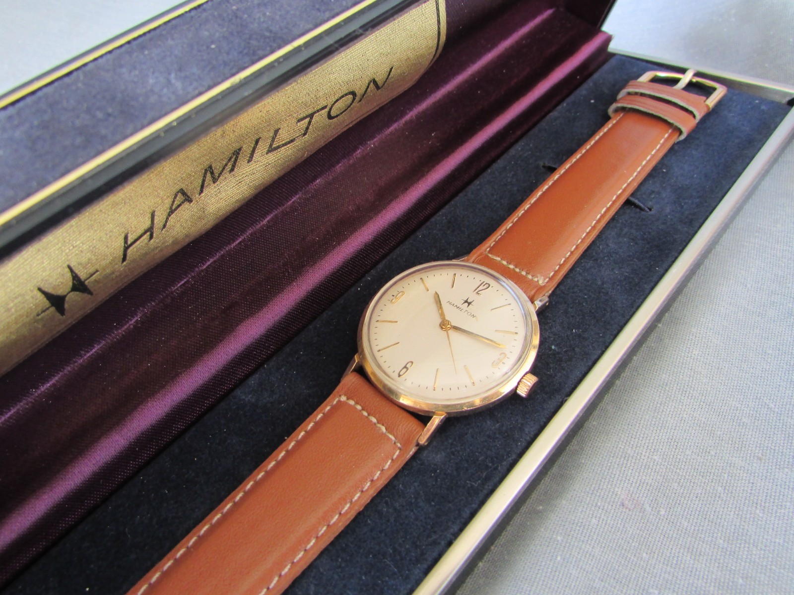 HAMILTON Solid 10K Gold Mechanical 1970s Watch – FORD MOTOR COMPANY 35th ANNIV.