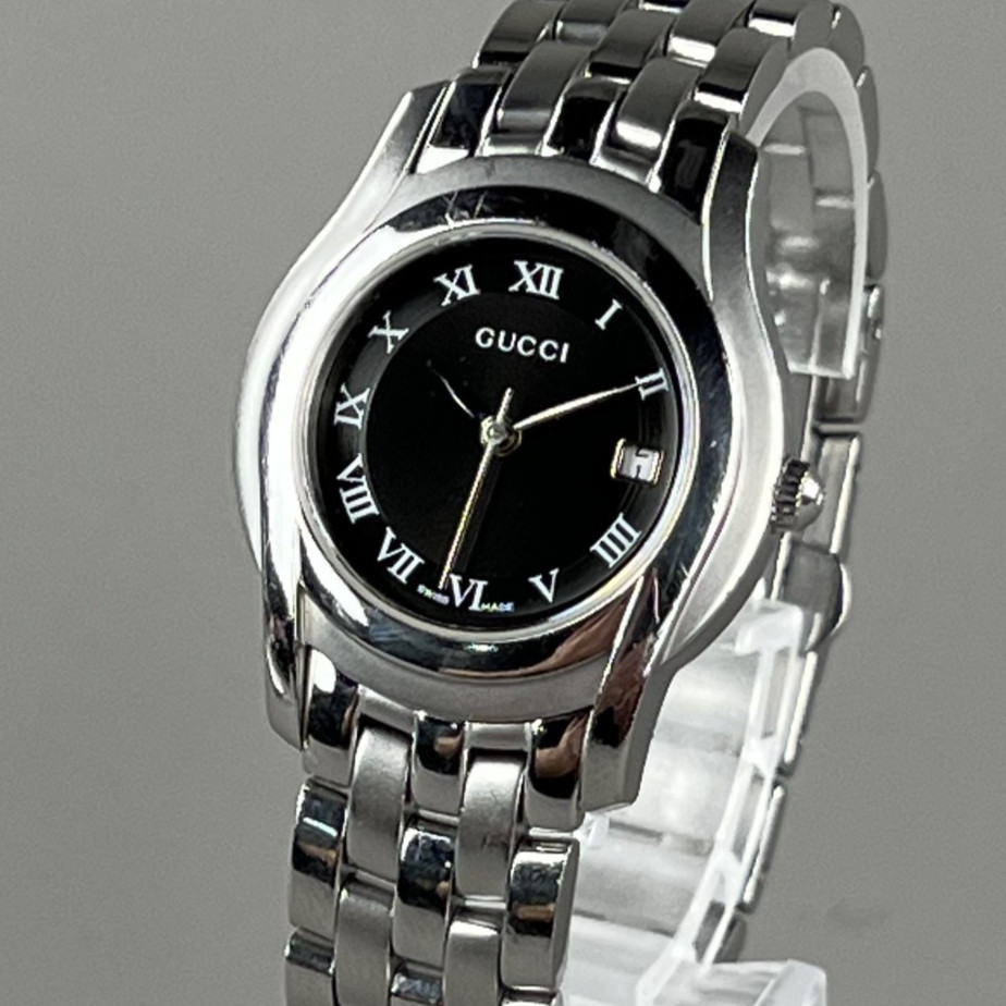 GUCCI 5500L Vintage Ladies Watch 27mm Quartz Black Dial Cal.956.112