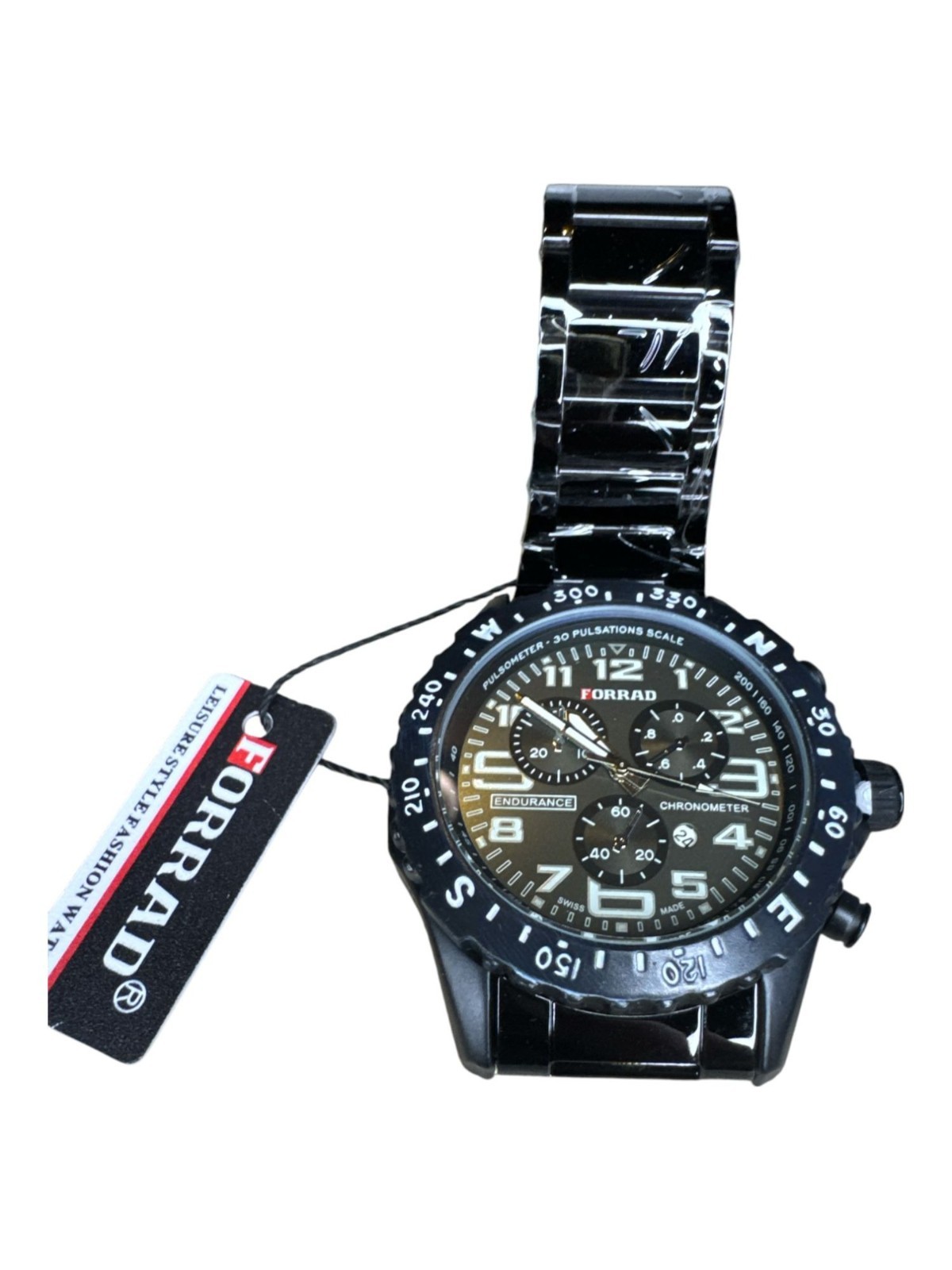 Forrad Men’s C290Chronometer Watch with Black Stainless Steel Band Water Resista