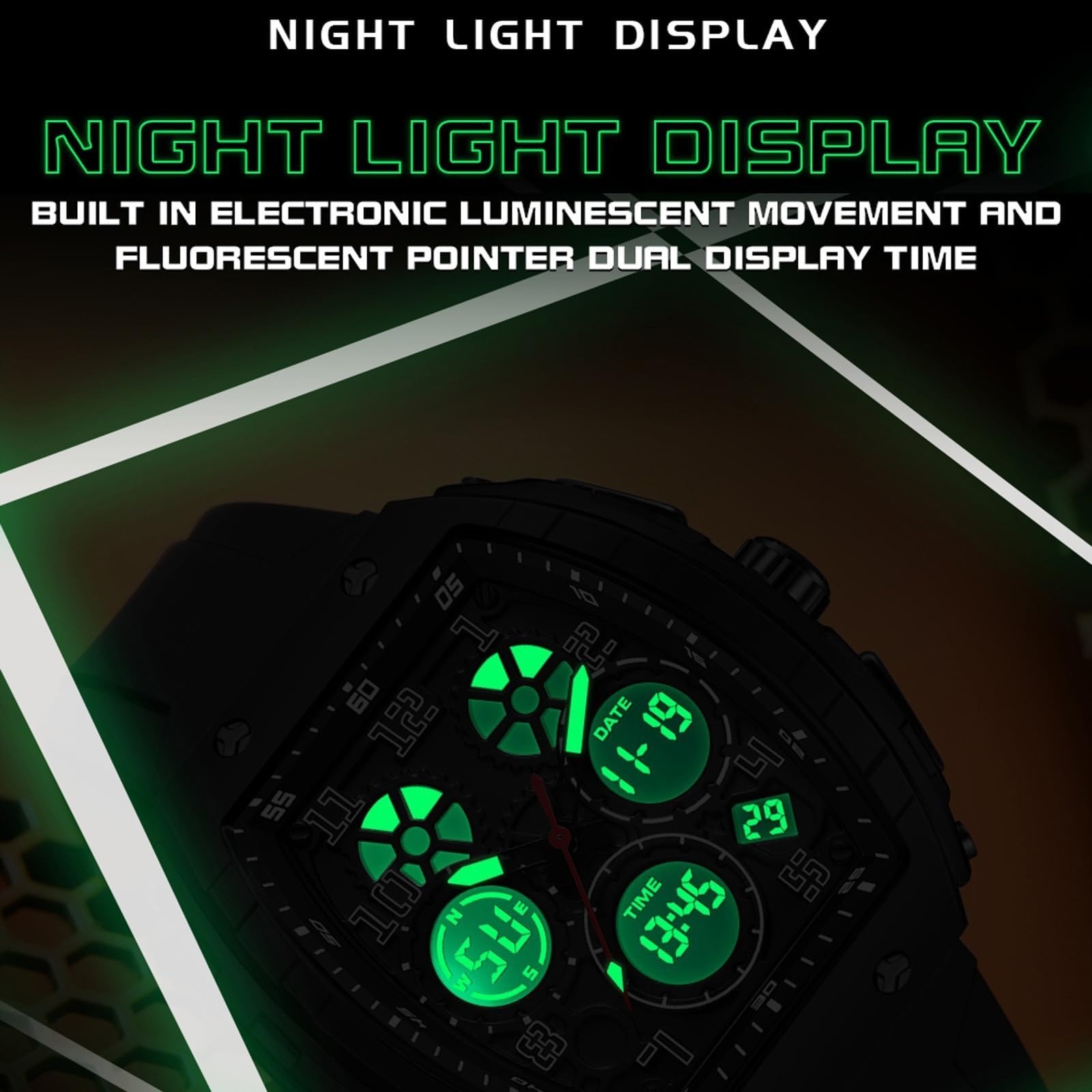 findtime Men’s Analog-Digital Watch 6157 Waterproof Dual Time Display