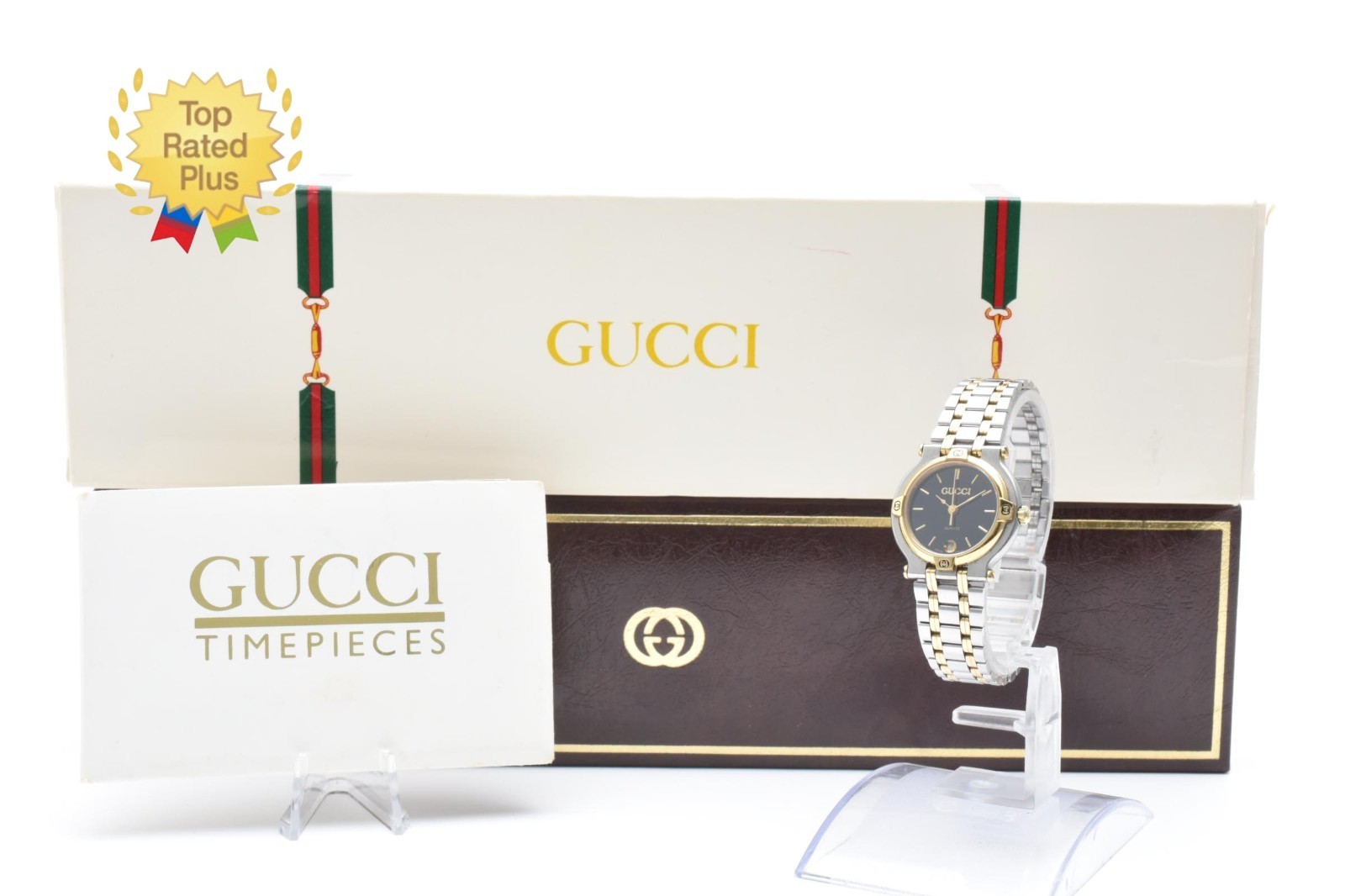 Vintage [ NEAR MINT w/Box ] Gucci 9000L Black Gold Women’s Quartz Watch JAPAN