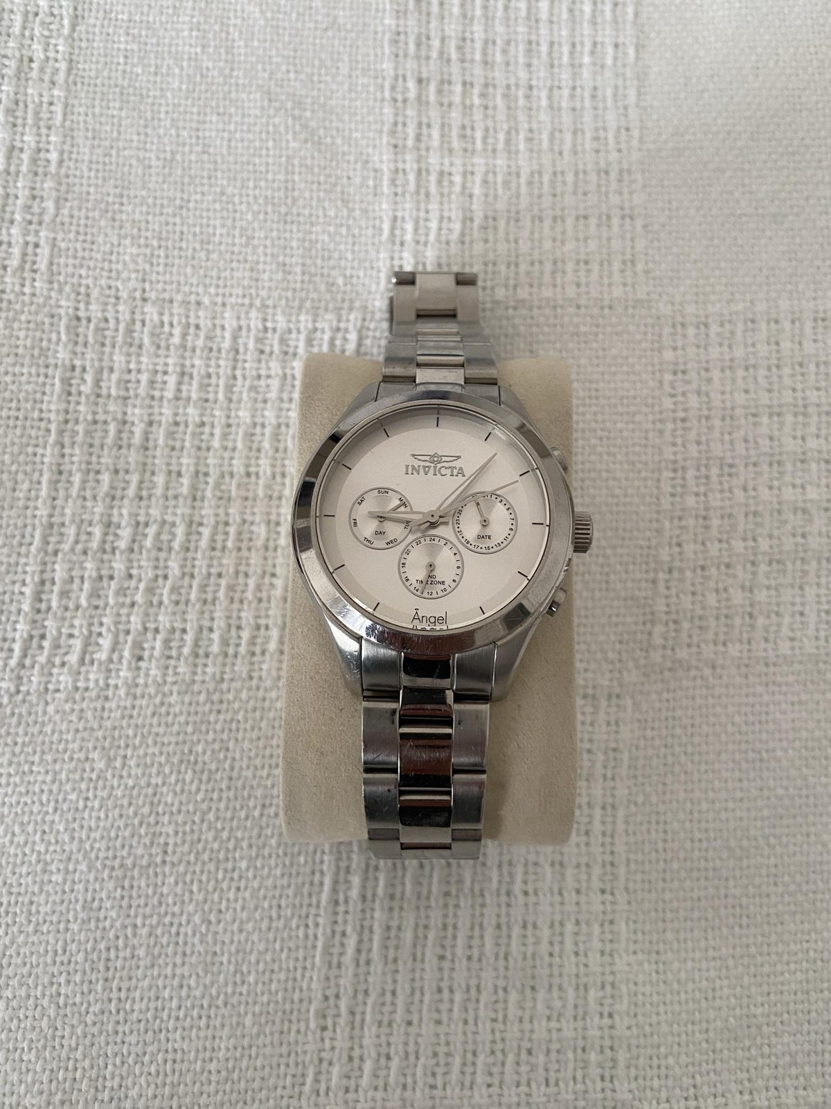 Invicta Angel 12465 Womens Watch 38mm Silver Dial Stainless Bracelet Multi Dial