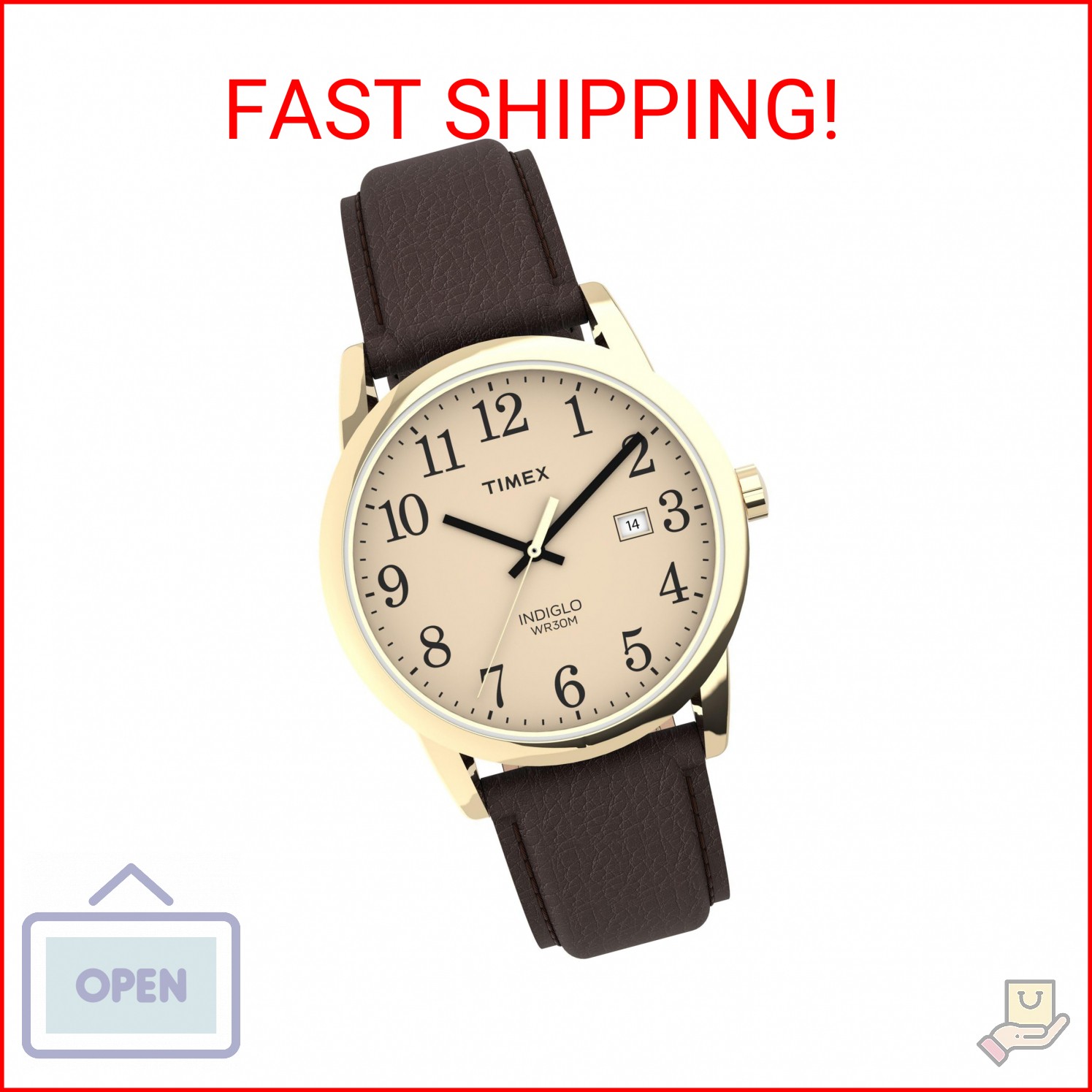 Timex Men’s TW2P75800 Easy Reader 38mm Brown/Gold-Tone/Cream Leather Strap Watch