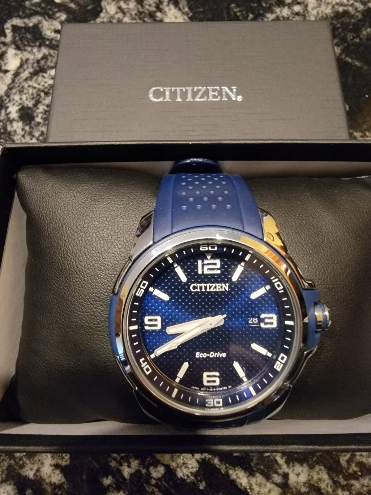 Citizen AW1158-05L 45mm Silver Stainless Steel Case with Blue Polyurethane Strap