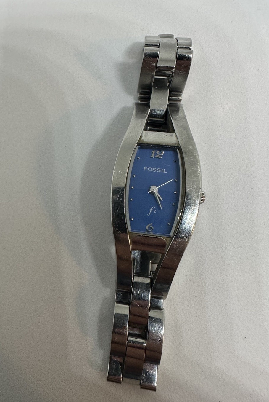 Fossil F2 Quartz Blue Square Dial Stainless Steel Bracelet Women’s Watch